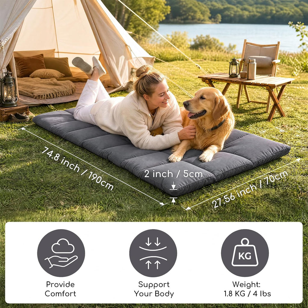 Tuphen Cot Mattress Pad-Cot Pads for Camping, Cot Mattress Topper, Camping Mattress Sleeping Pad 75"x30" Soft Lightweight Quilted Pads for Camp Cot/RV Bunk/Narrow Twin Beds