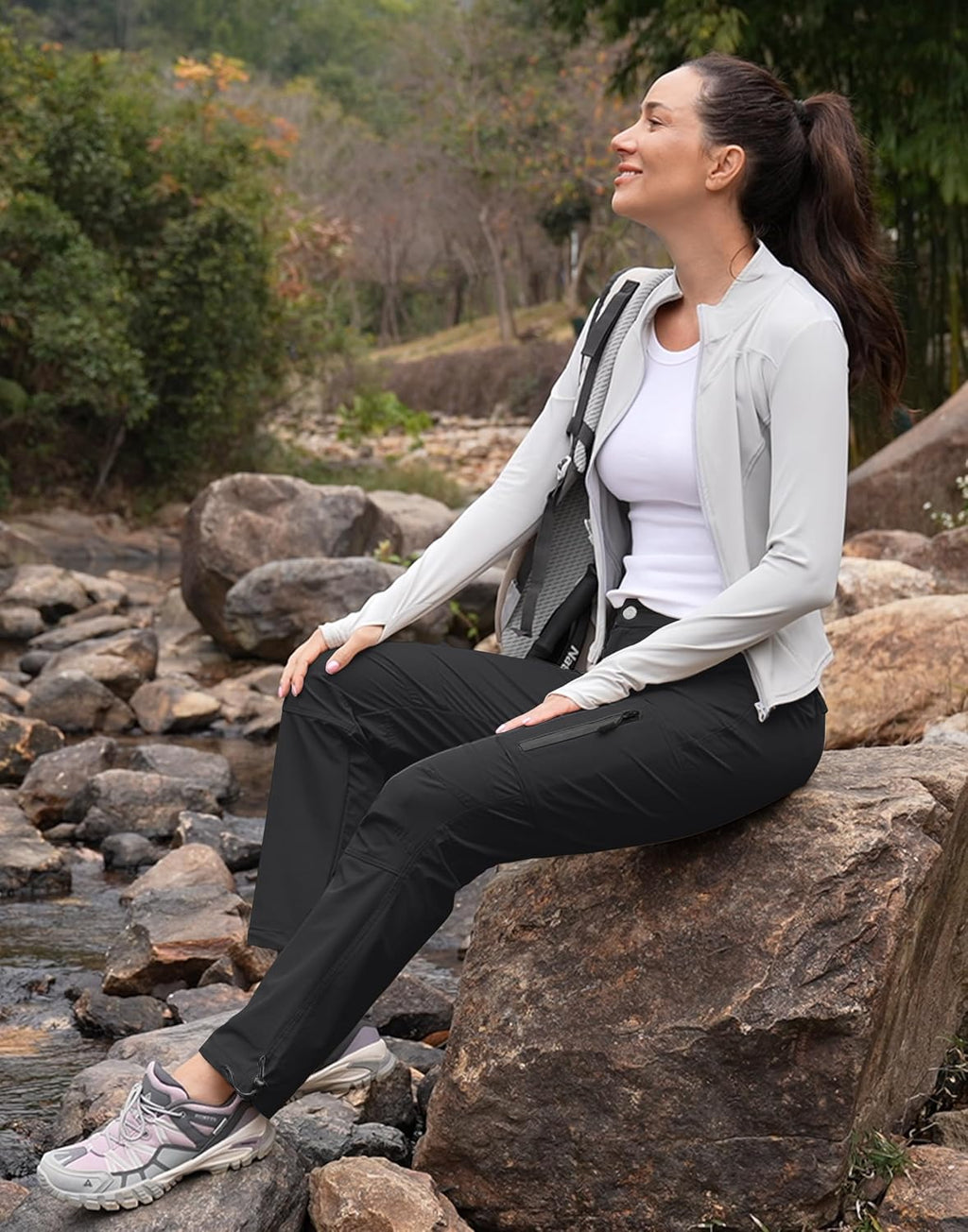 Womens Hiking Cargo Work Pants Quick Dry Water Resistant 6 Pockets