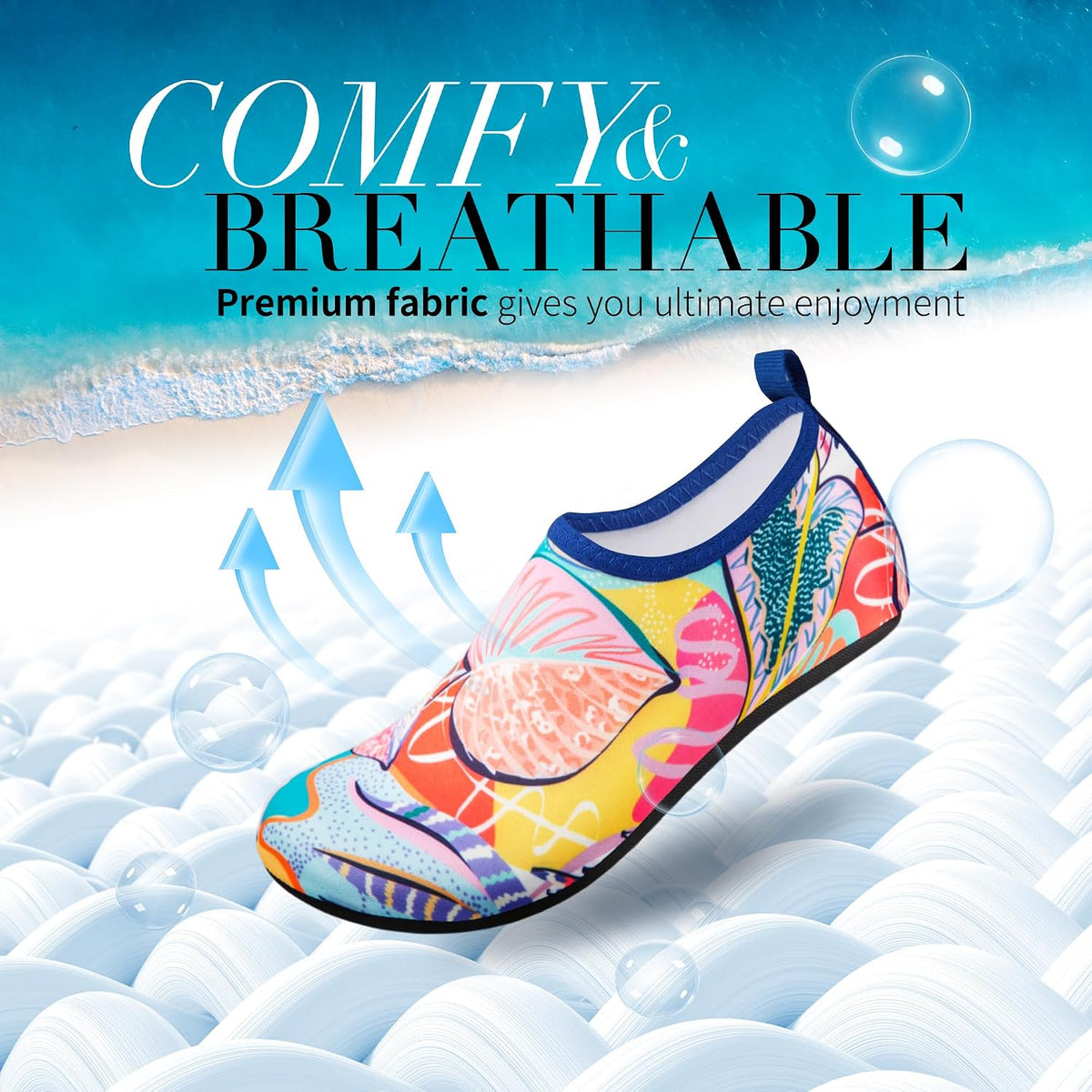 Homitem Water Shoes for Women Men Aqua Socks Swim Beach Pool River Slip-On Barefoot Quick-Dry Vacation Cruise Essentials Accessories for Yoga Kayak Sports