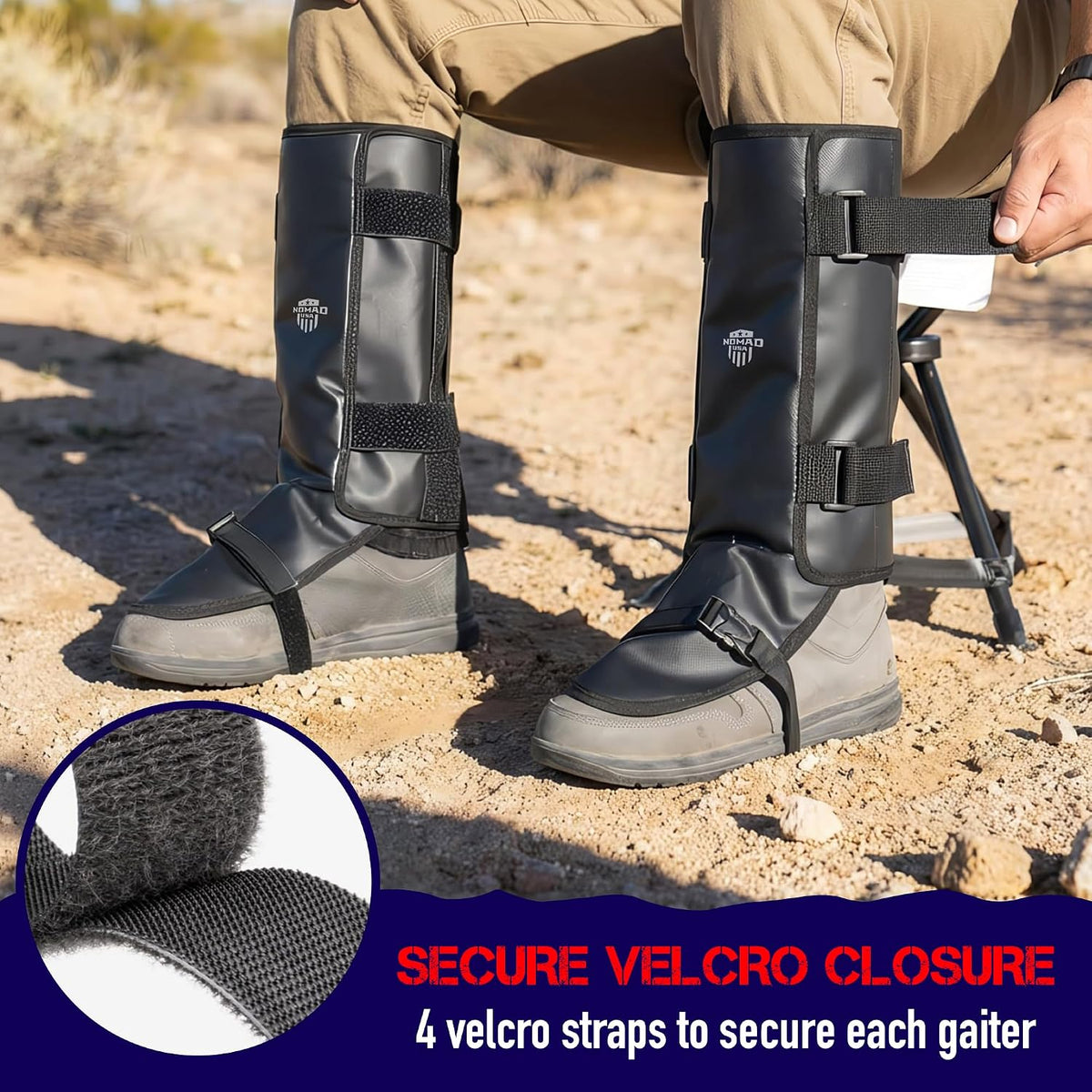 Nomad USA Waterproof Leg Gaiters for Men & Women – Adjustable Lightweight Leg Guards for Snake Bite Protection, Hiking, Hunting, Trekking, Fishing, Climbing & Gardening – 1 Pair