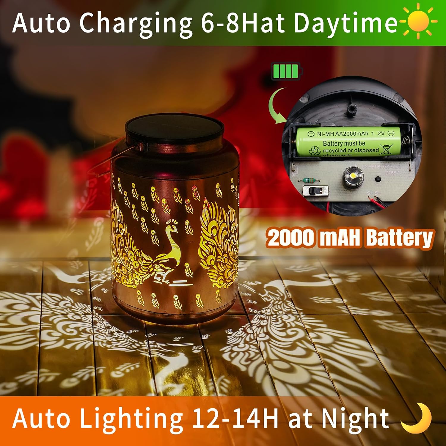 Peacock Solar Lanterns Outdoor Waterproof, Birthday Day Gifts for Women