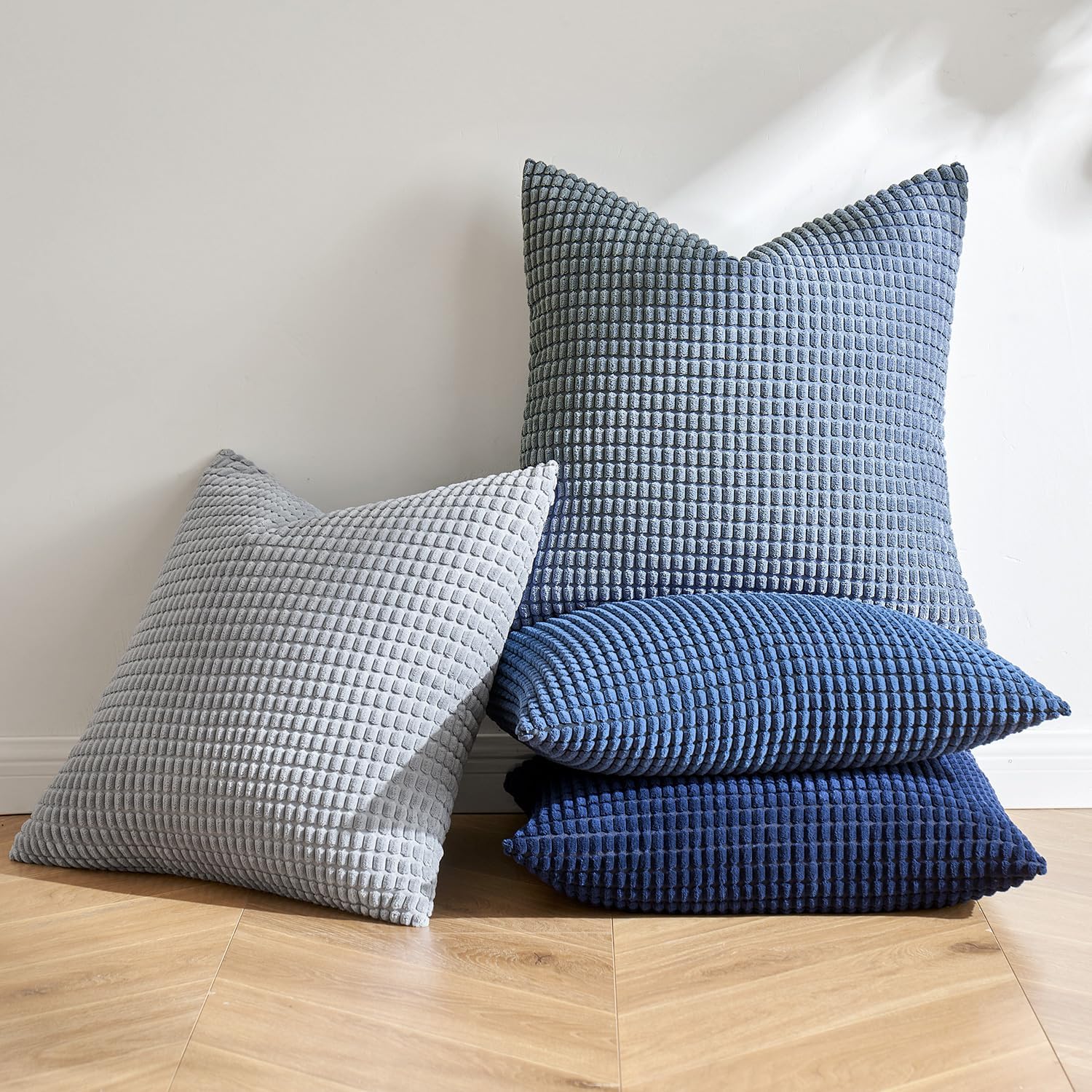 MIULEE Decorative Throw Pillow Covers 18x18 Inch Set of 4 Coastal Blue