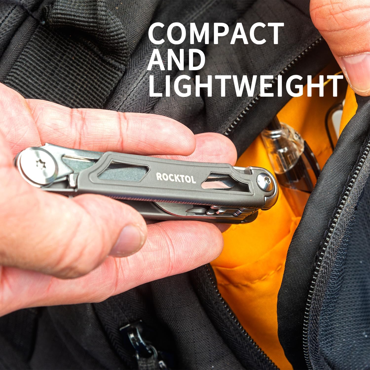 ROCKTOL Pocket Multitool ST02, VG-10 Blade, 12-in-1 Multi tool Knife,Titanium-Plated Handle,Pocket Clip,Large Scissors, Multi-tool for Camping, Hiking, Survival, EDC Gadget for Men
