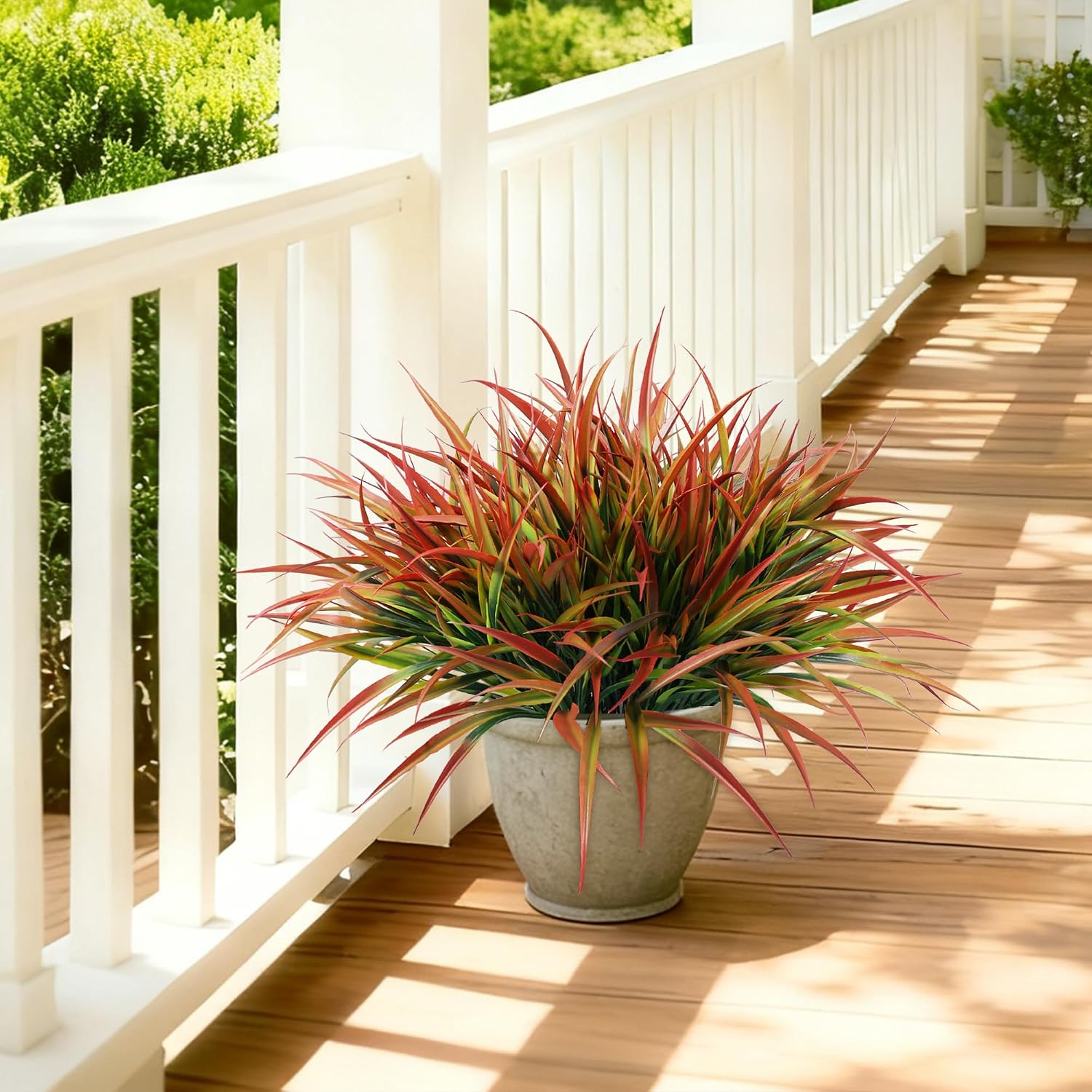 Ivydale 12Pcs Fake Plants Outdoor Artificial Plastic Grass Fall Decoration UV Resistant Faux Greenery Stems Bushes Outside Fake Plants for Planters Patio Porch Window Box Pathway Garden Home Decor