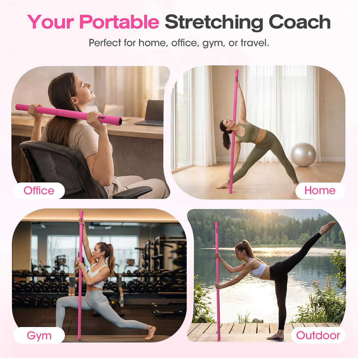 Yoga Stick, Mobility Stick for Stretching, Adjustable Exercise Stick