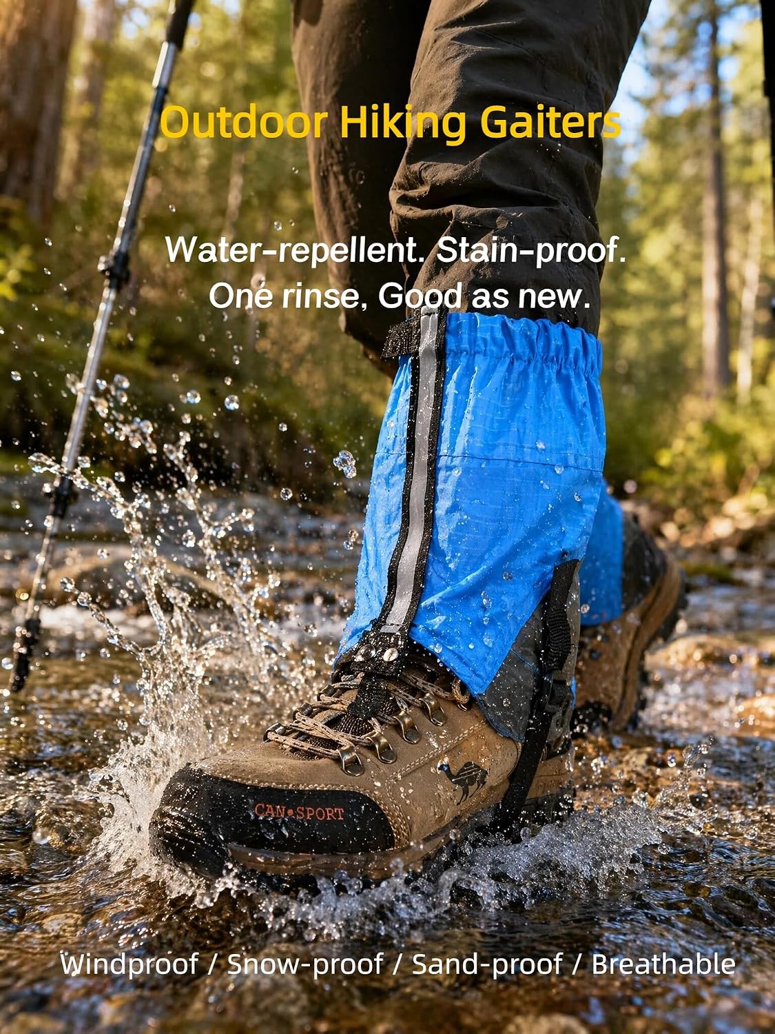 Ankle Gaiters, Lightweight Waterproof Trail Gaiters, Hiking Gaiters for Camping, Desert Trekking, Trail Running, Sandproof Snowproof Leg Gaiters for Men Women