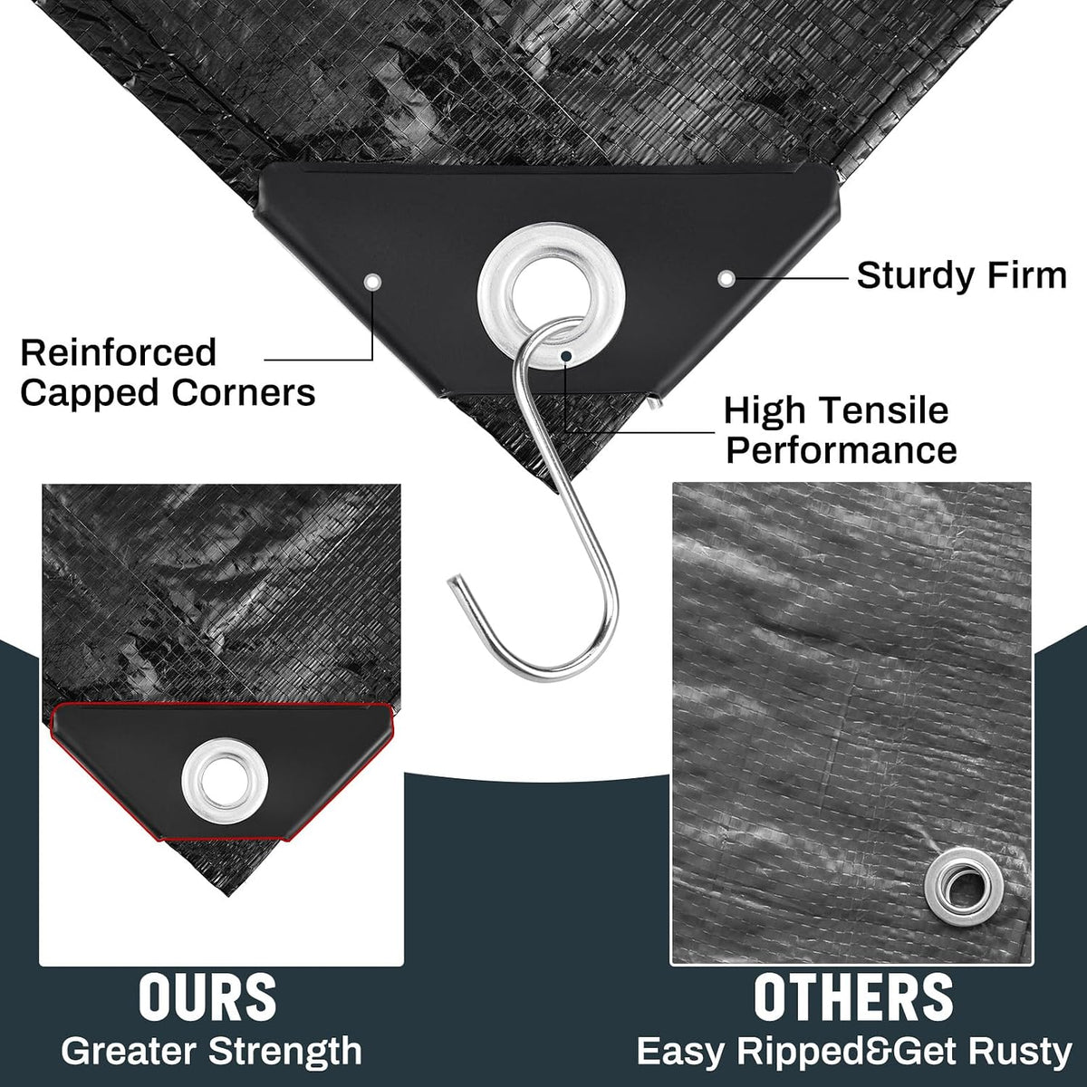 8 Pack 4 x 6 ft Black Tarps, 5.5 Mil Heavy Duty Waterproof Tarp