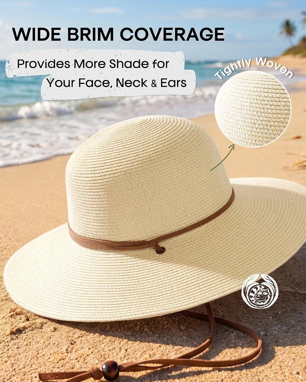 FURTALK Womens Wide Brim Sun Hat with Wind Lanyard UPF Summer Straw Sun Hats for Women