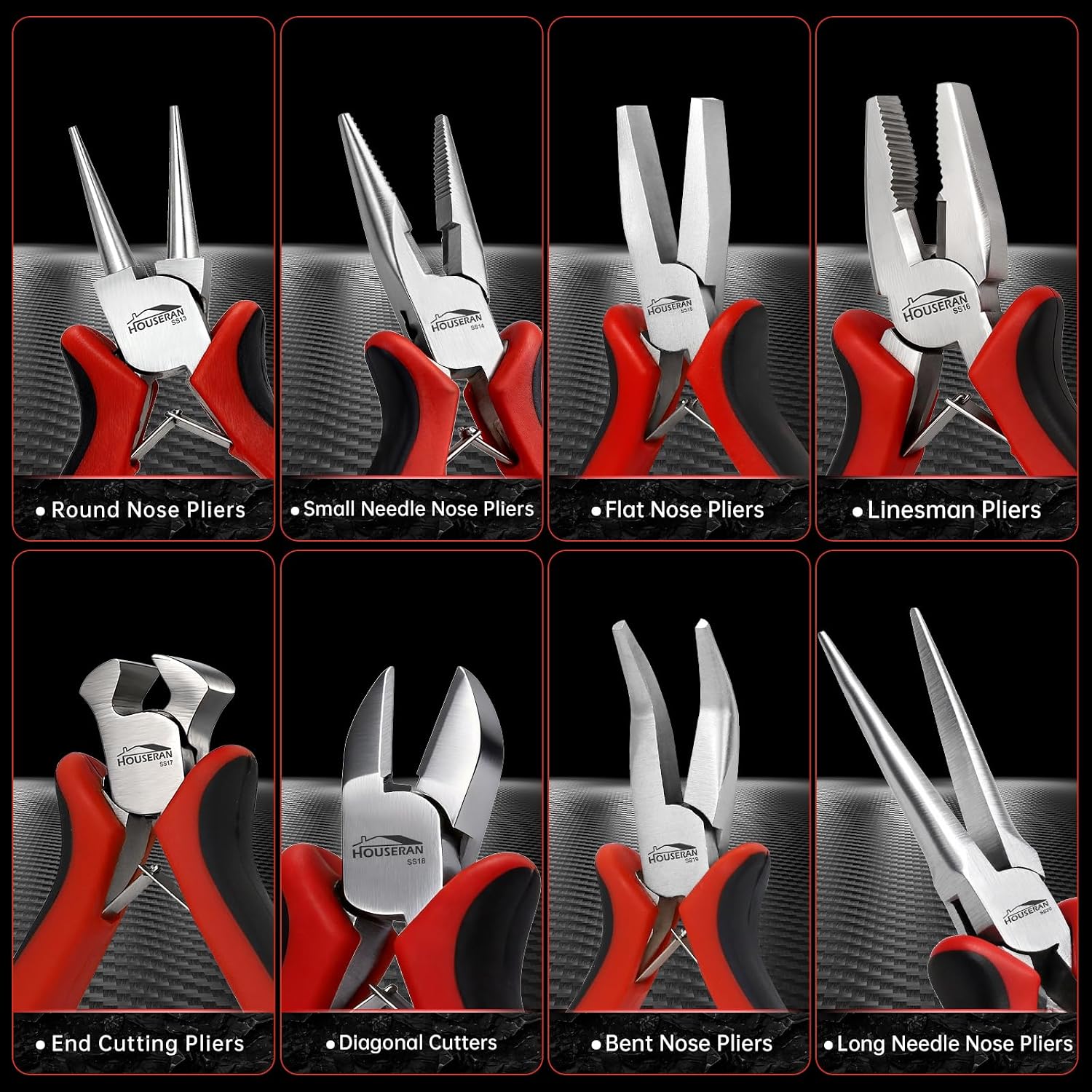8-Piece Mini Jewelry Pliers Set, Needle Nose, Round Nose & Cutters