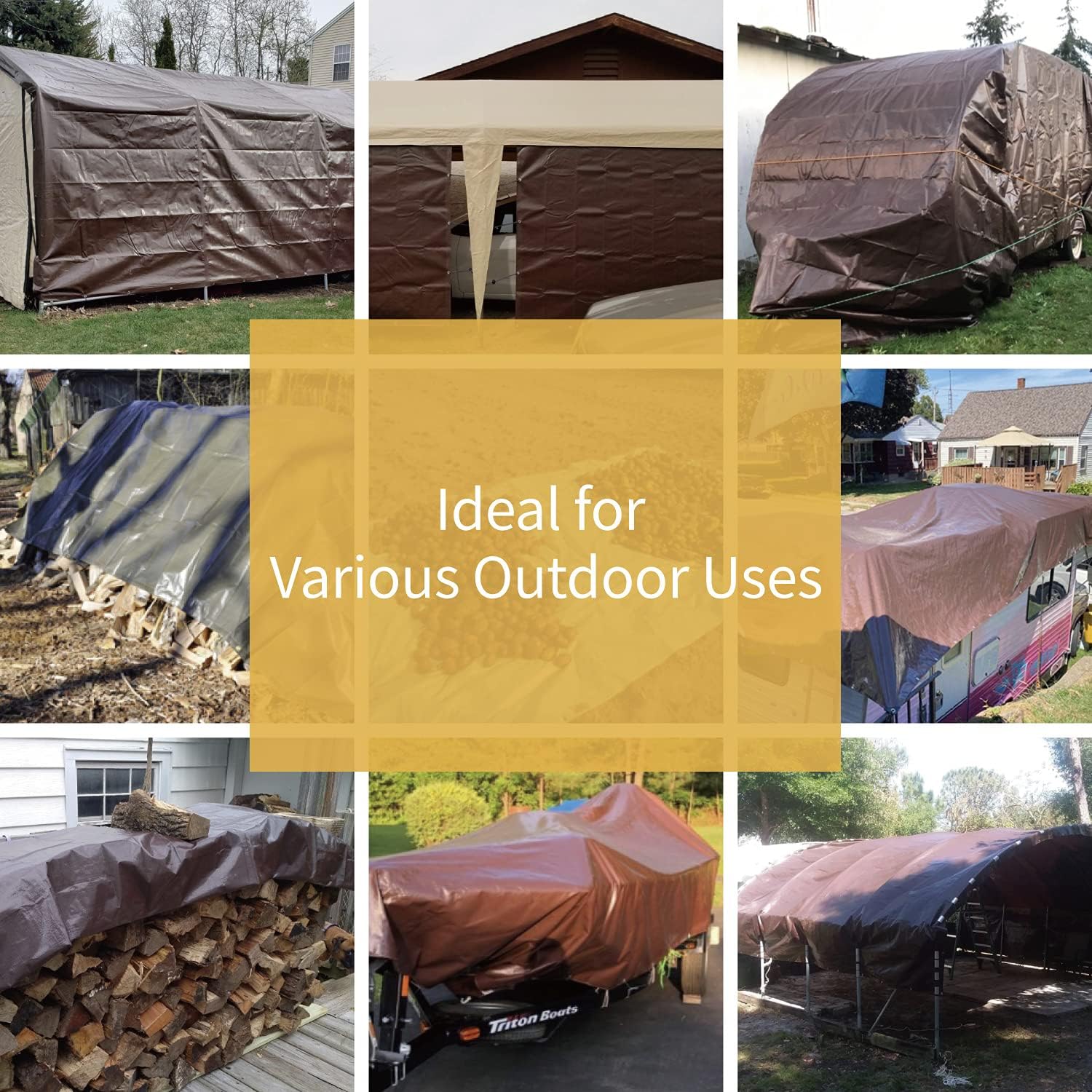 GUARD SHIELD Tarps Heavy Duty Waterproof Brown/Green Plus+ 8x10 FT 12 mil
