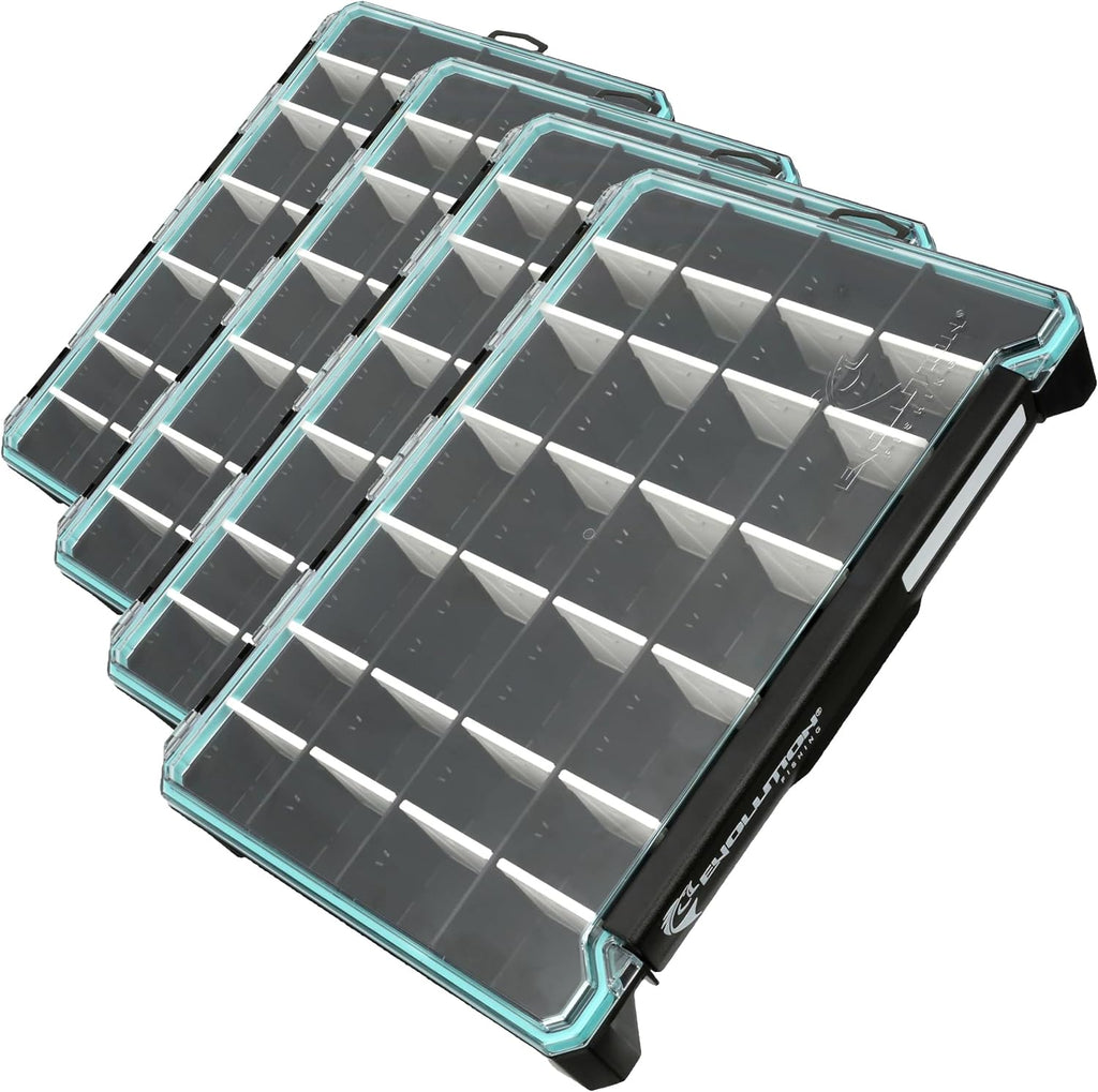 Evolution Fishing BallistiX 3.7 Tackle Tray - Waterproof, Anti-Corrosion, Single Latch, Clear Polycarbonate Lid, Lure Box, Tackle Storage Box, Removable Dividers