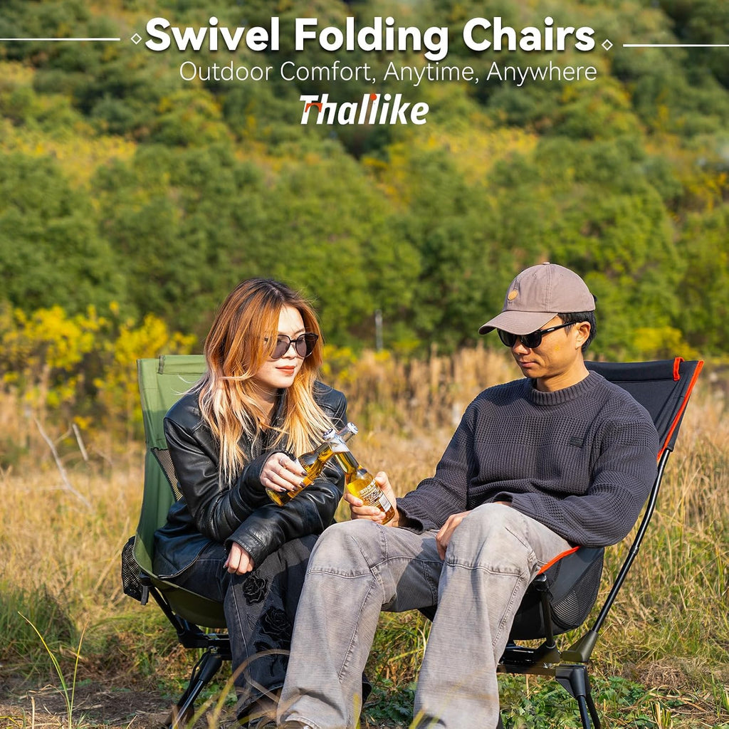 Upgraded 360° Swivel Folding Camping Chair, Lightweight High Back Portable Chairs with Head Support, Compact & Stable for Outdoor Camp, Travel, Beach, Picnic, Festival, Fishing, Hiking, Backpacking
