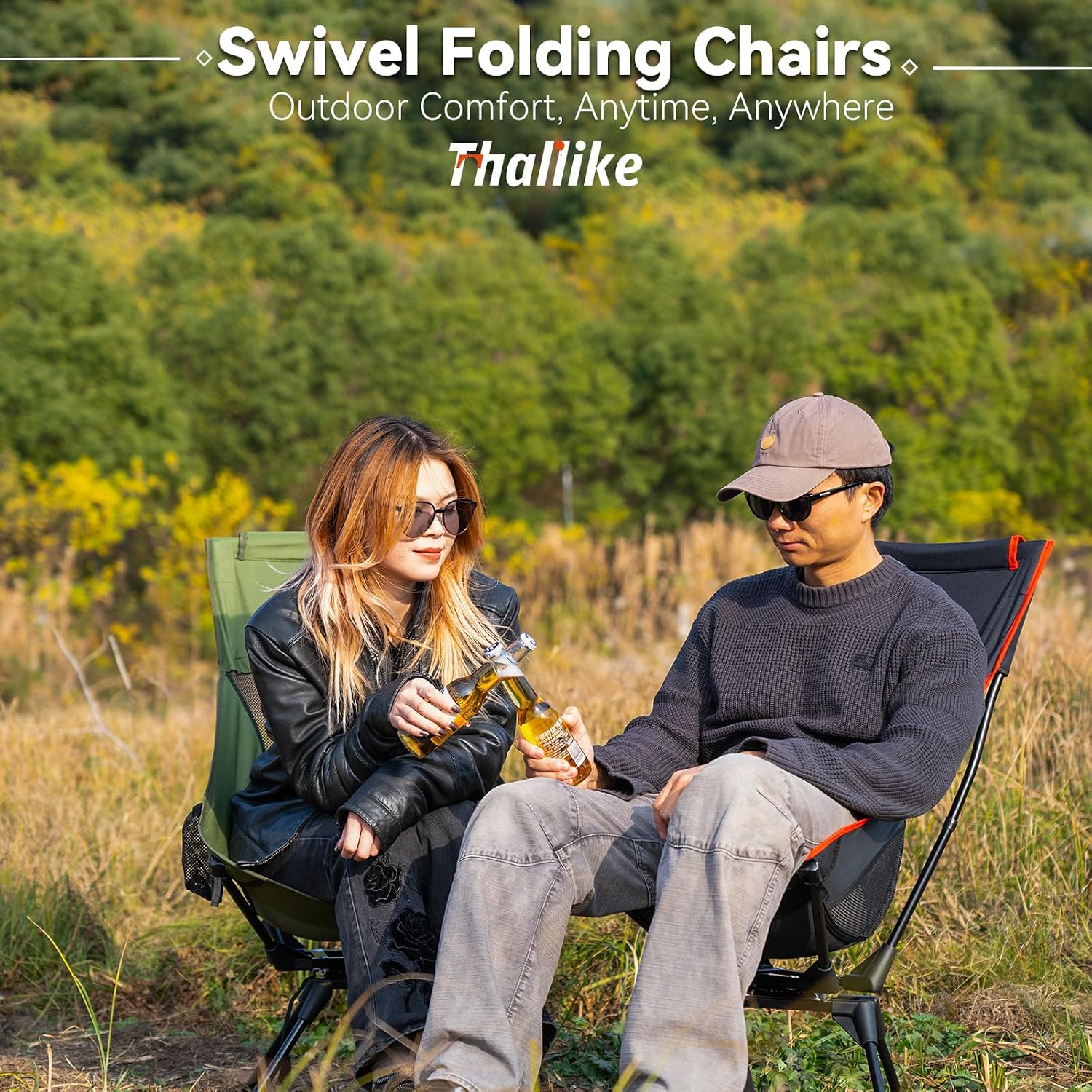 Upgraded 360° Swivel Folding Camping Chair, Lightweight High Back Portable Chairs with Head Support, Compact & Stable for Outdoor Camp, Travel, Beach, Picnic, Festival, Fishing, Hiking, Backpacking