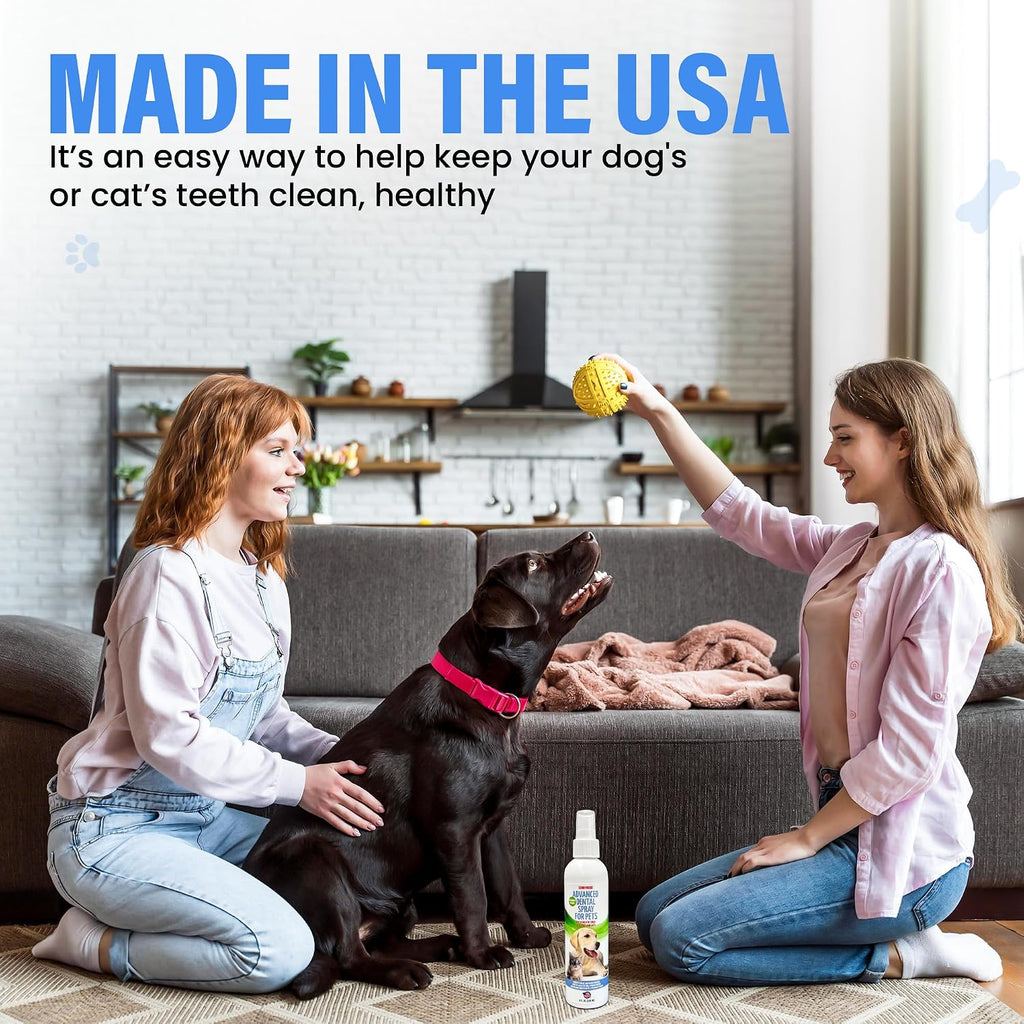 Dog Dental Spray Removes Tartar, Plaque and Freshens Breath Instantly. The Most Advanced Dental Spray for Healthy Teeth, Gums and Oral Health Care for Your Dog, Cat or Pet - 1-8 oz. Bottle