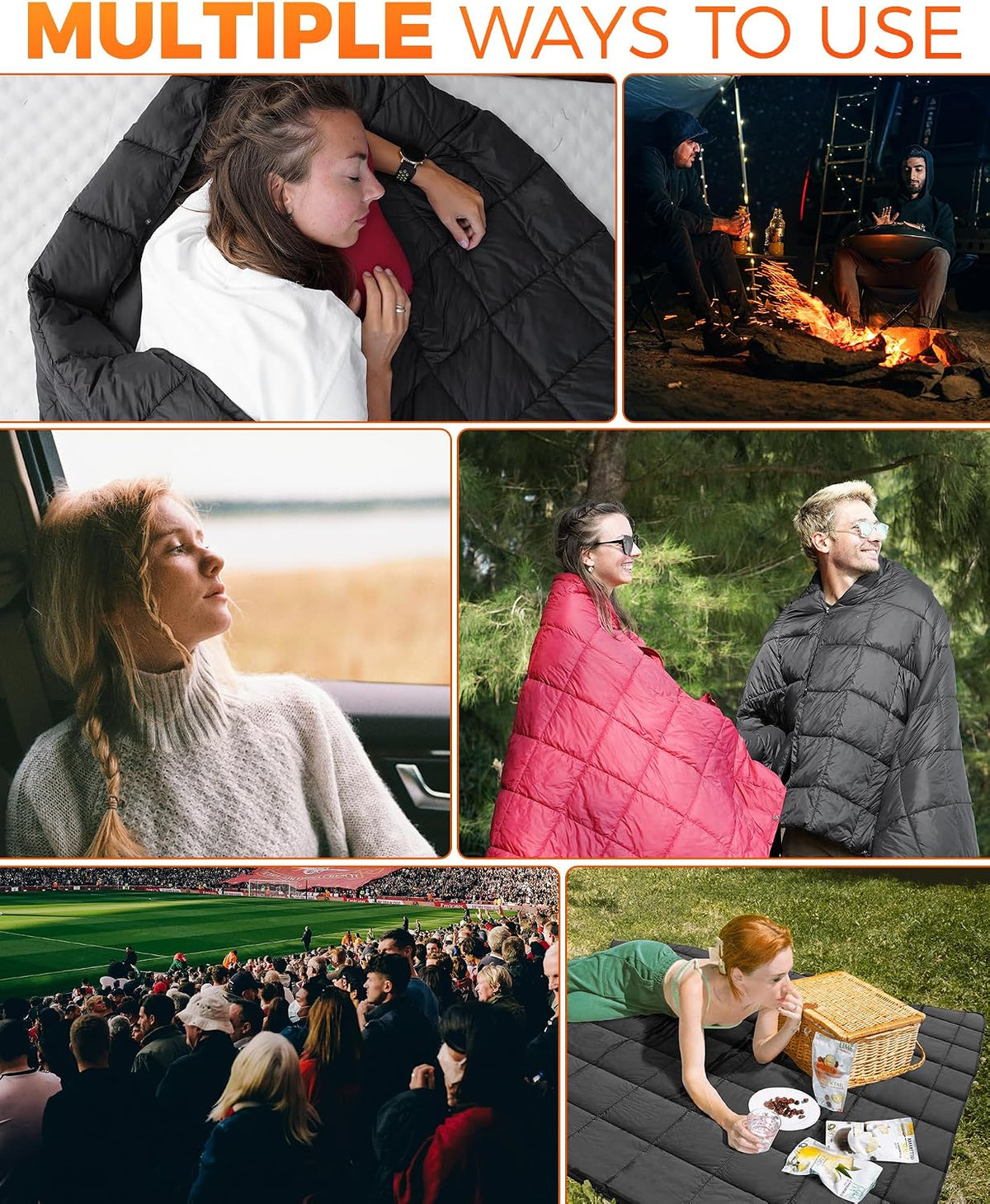 KingCamp Ultralight Camping Blanket, Wearable Packable Blanket 69" x 53"