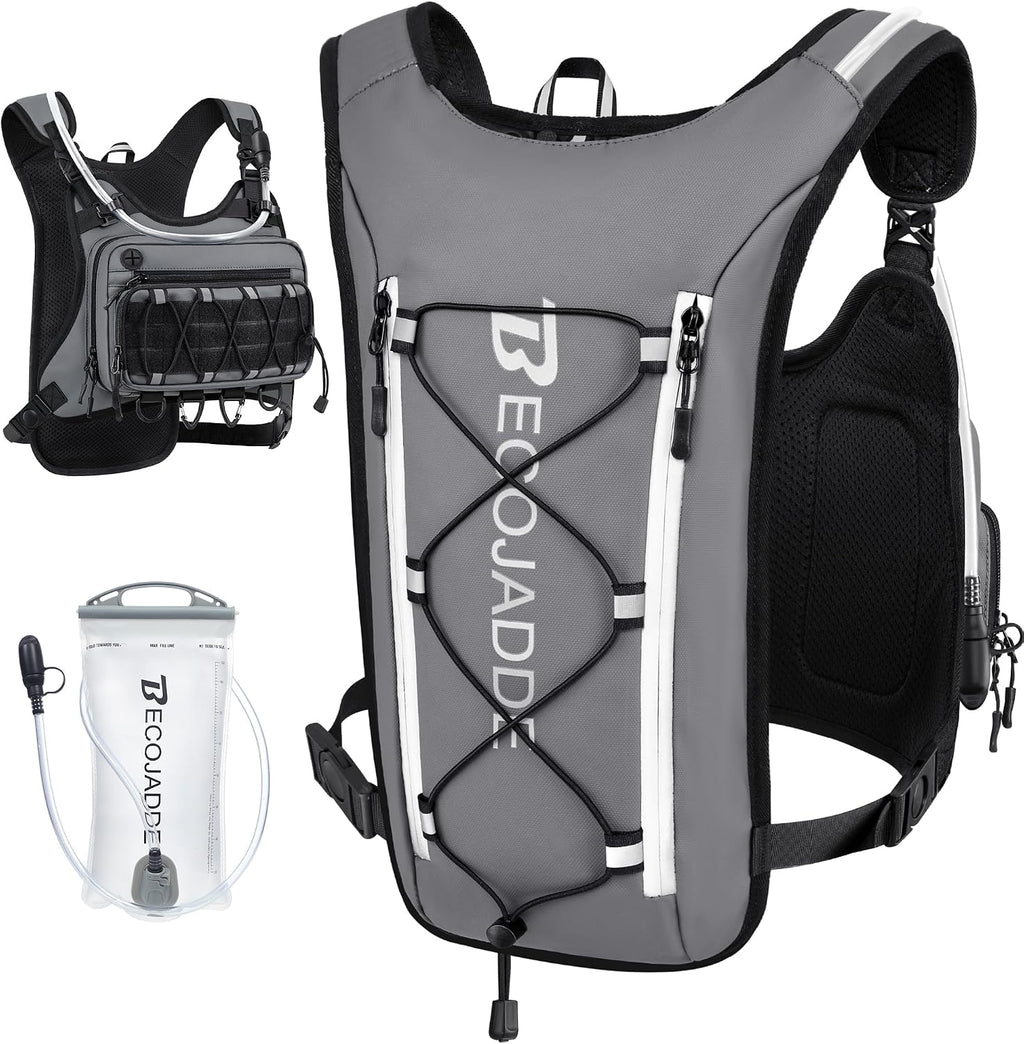 BECOJADDE Running Vest for Men Hydration Backpack with 2L Water Bladder