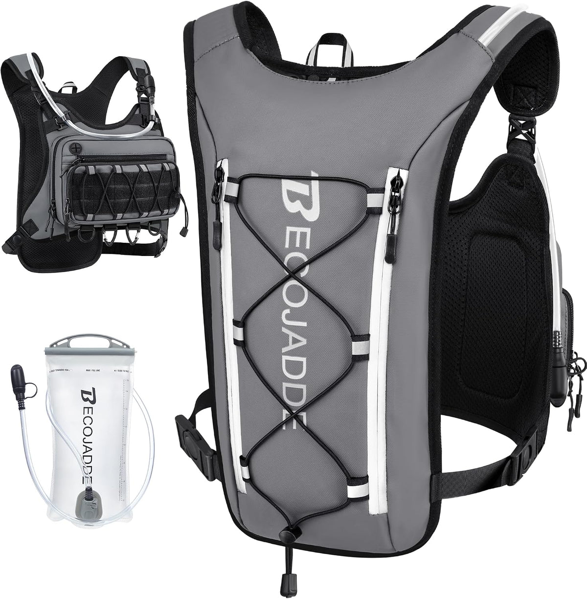 BECOJADDE Running Vest for Men Hydration Backpack with 2L Water Bladder