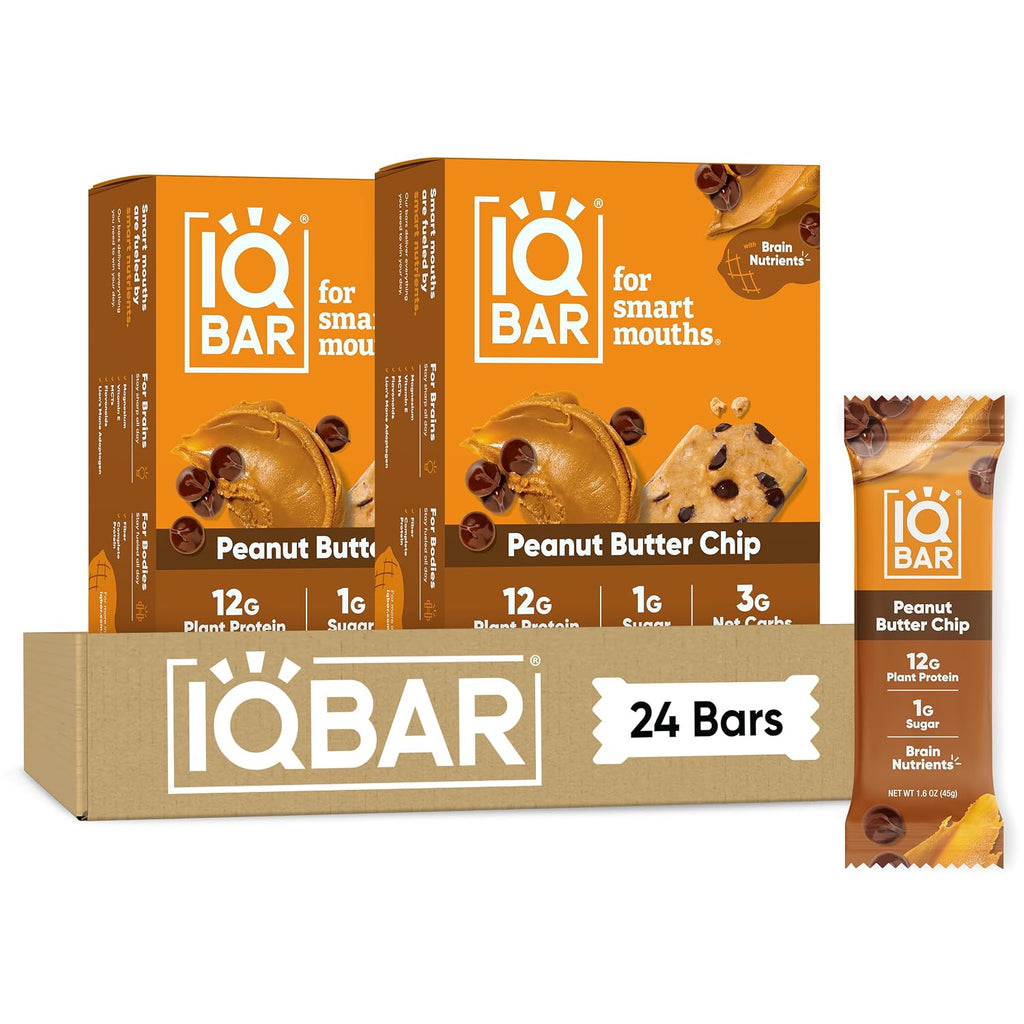 IQBAR Clean Protein Bars, Low Sugar Keto, Peanut Butter Chip 24-Count