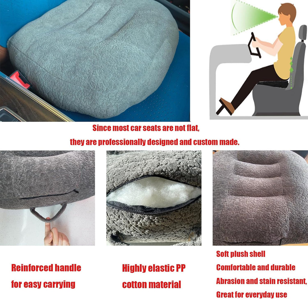 adult short driver car seat booster/booster seat for adults/thick Office Chair Booster Seat,for Short People Effectively Increase Field of View Lower Back Fatigue Relief,for Cars,Office,Home（White）