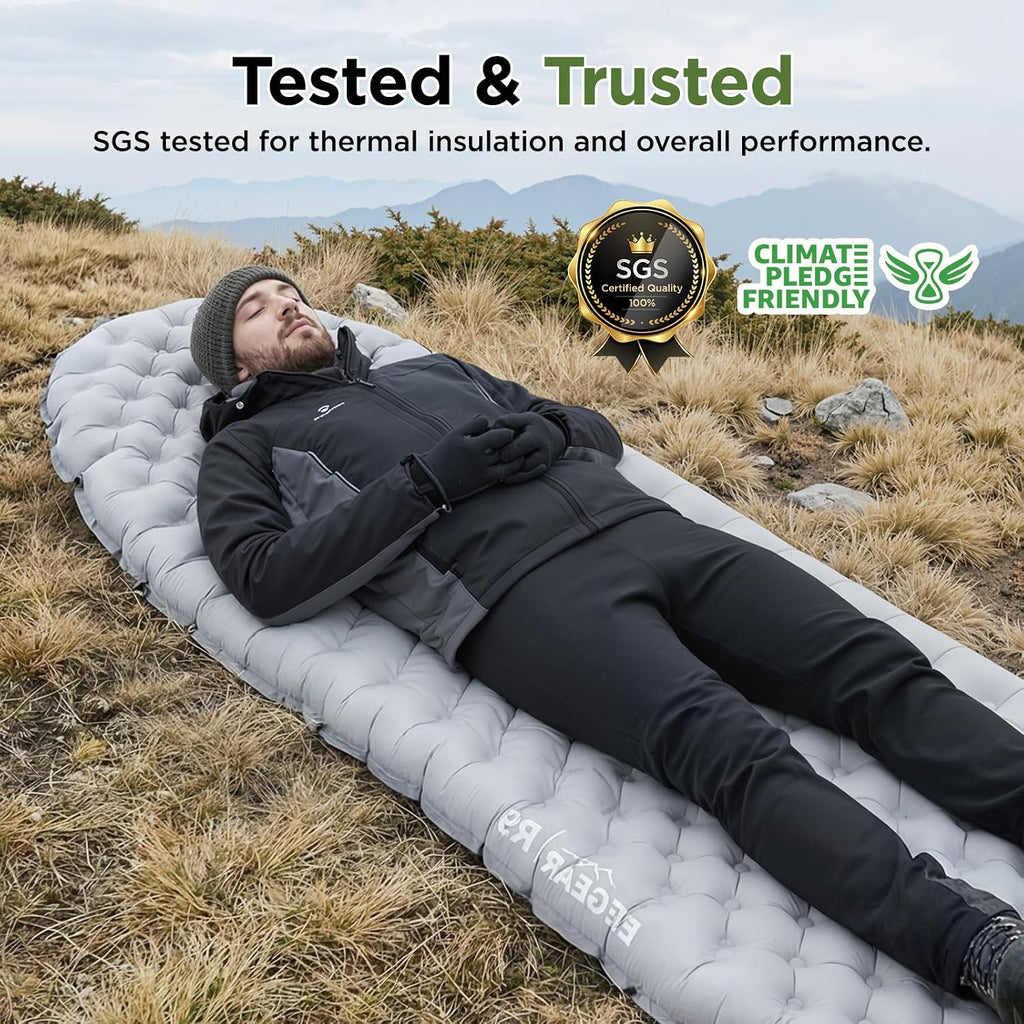 Elegear 4” Thick Sleeping Pad for Camping with 9 R-Value Insulated, Single