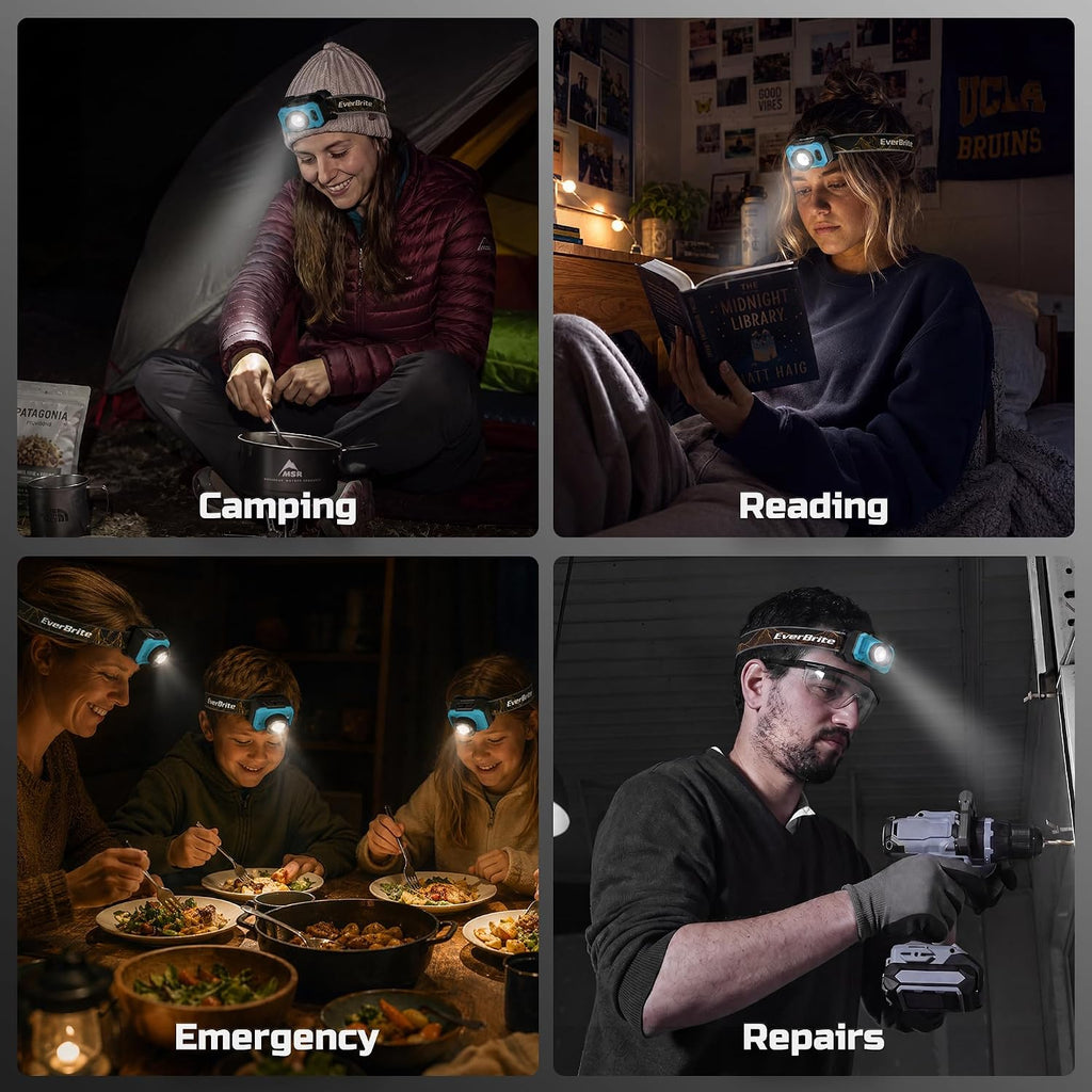 EverBrite 600LM Rechargeable Headlamp, Motion Sensor Head Lamp for Adults