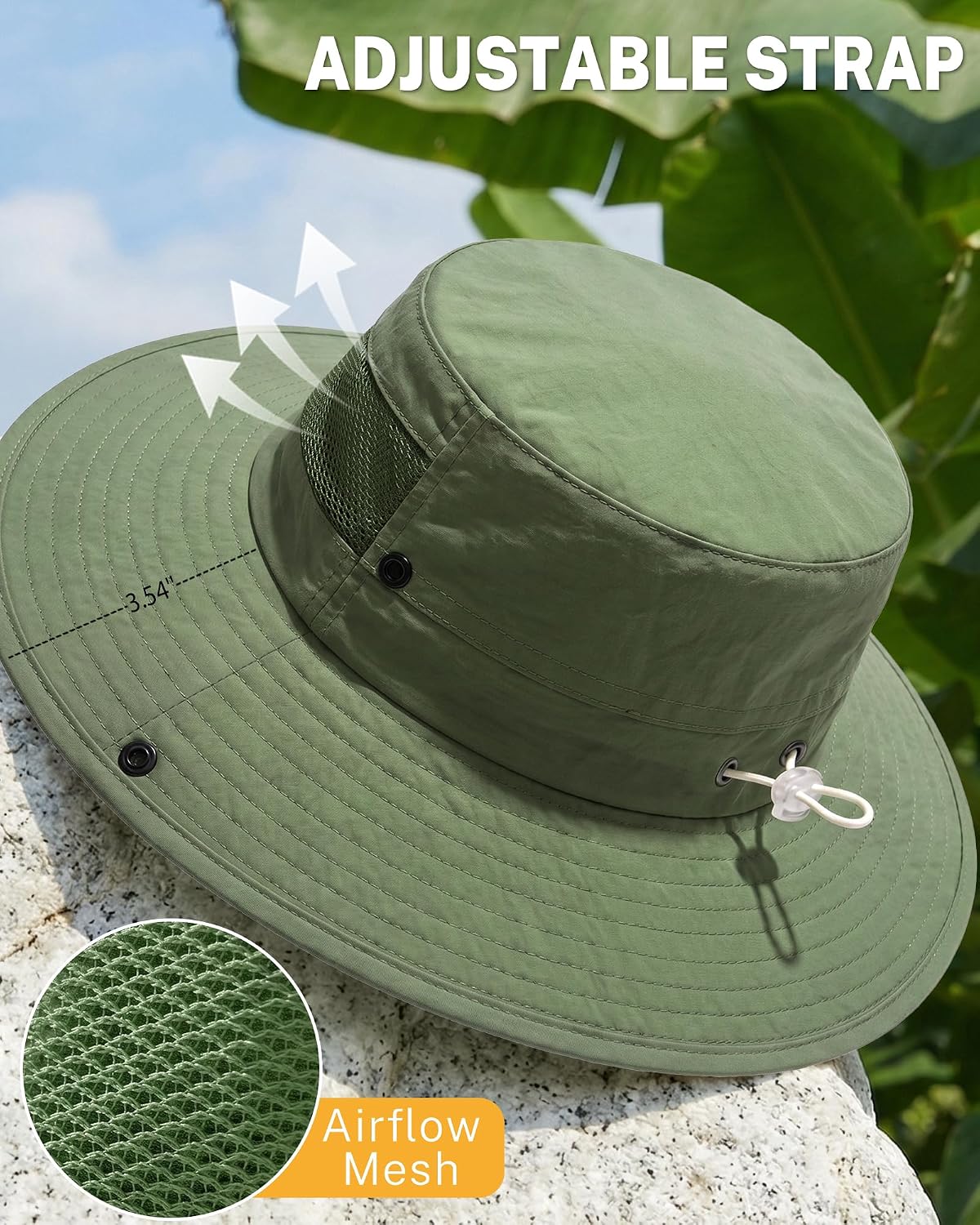 Women's Sun Hat Sun Protection Wide Brim Bucket with Ponytail Hole Summer