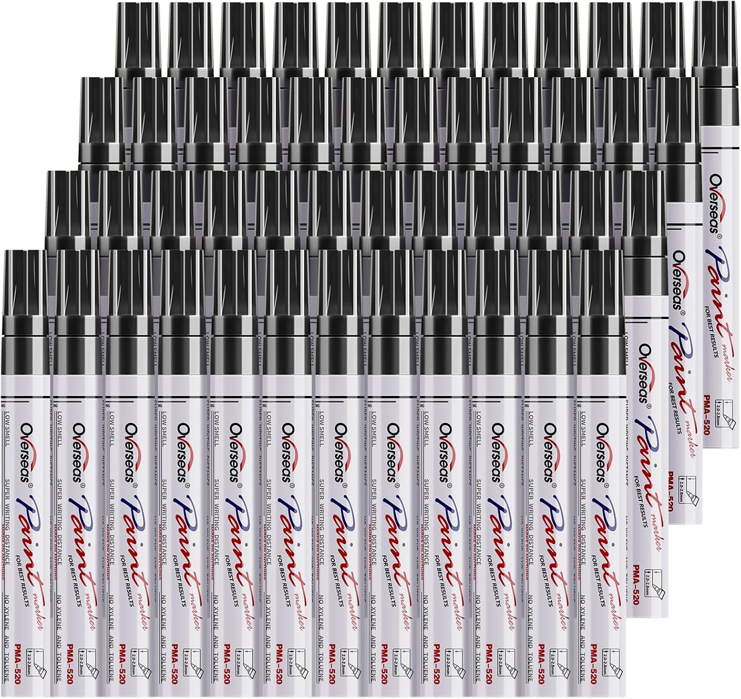 Overseas 48 Black Paint Pens Permanent Markers, Oil Based Paint Markers