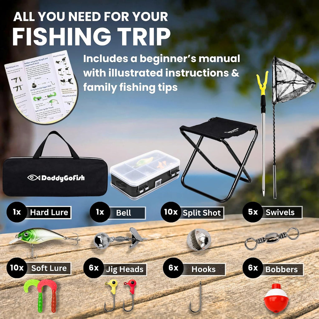 Kids Fishing Pole for Boys, Girls & Youth Age, Toddler Fishing Pole Set Kit