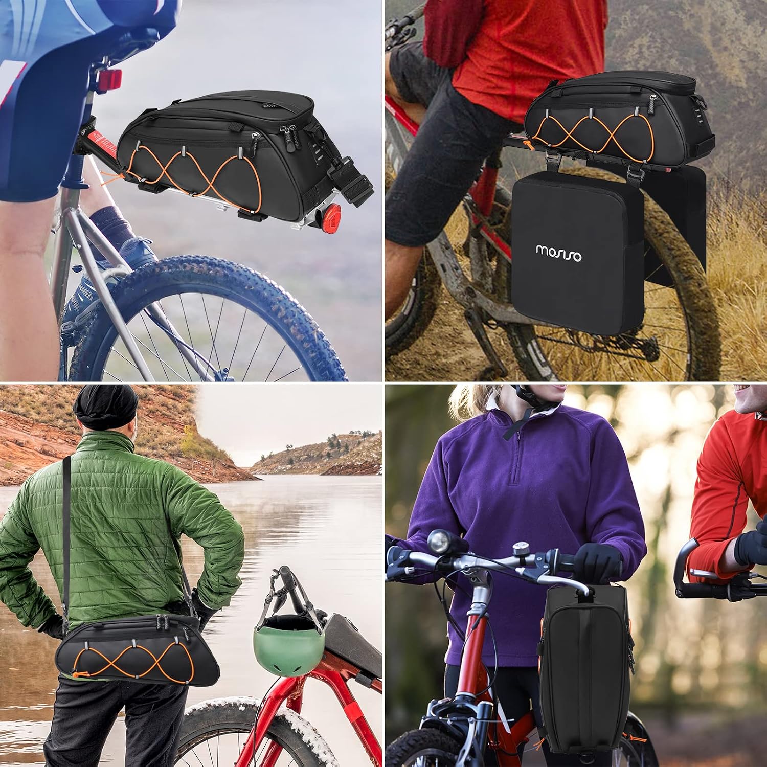 MOSISO Bike Rack Bag Bicycle Bike Trunk Cooler Storage Handbag, Black