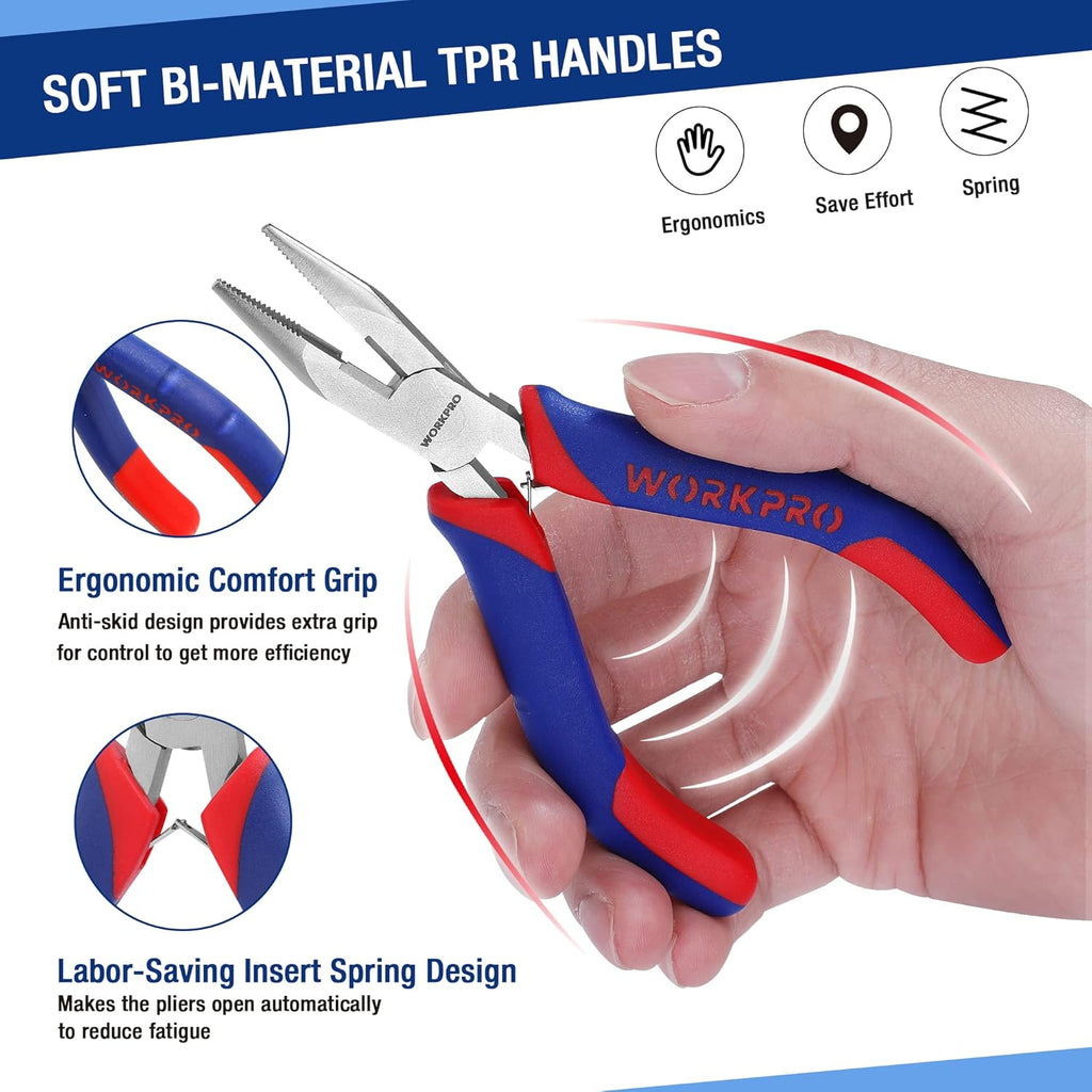 WORKPRO Mini Pliers Set, 3-Piece Small Pliers Tool Kit