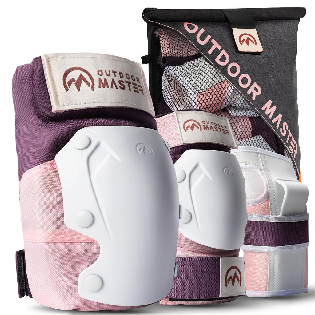 OutdoorMaster Skateboard Knee Pads Elbow Pads Wrist Guards for Adult Youth
