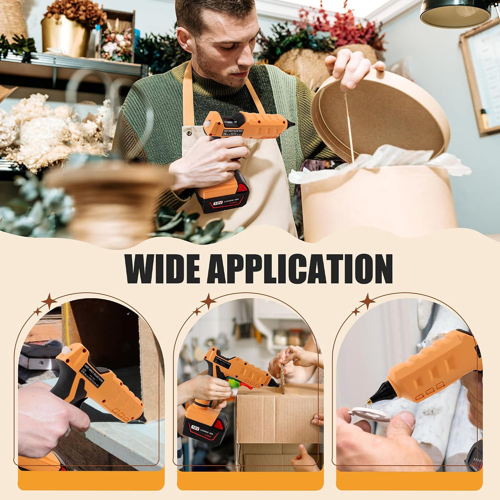 Mulwark Cordless Hot Glue Gun 100W for Milwaukee 18V Battery Handheld Wireless Power Glue Gun Full Size with 30pcs Glue Sticks for Wood, Glass, Home Repair, Arts & Crafts & DIY (battery not included)