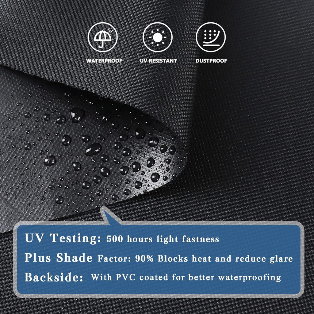 7x10ft Black Tarp Heavy Duty Waterproof, Oxford Fabric Cover 20mil
