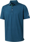 M MAELREG Mens Golf Shirt Short Sleeve Dry Fit Print Moisture Wicking Performance Patterns Collared Polo Shirt
