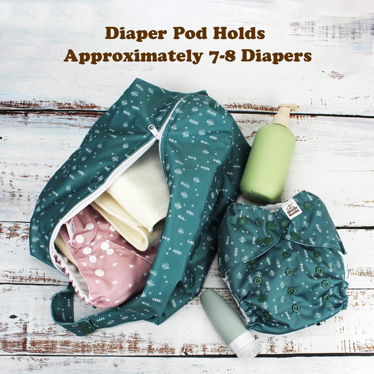 Mama Koala Waterproof Diaper Pods for Baby Items, Cloth Diapers, Swimsuits, Travel, Gym Clothes, Beach, Pump Parts, Toiletries, 2 Pack(DP-Pine Forest)