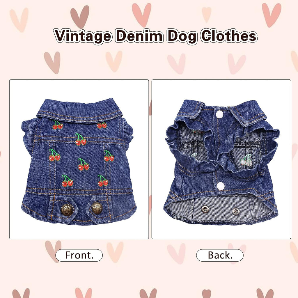 SILD Pet Clothes Dog Jeans Jacket Denim Shirt Small Medium Dogs Lapel Vests
