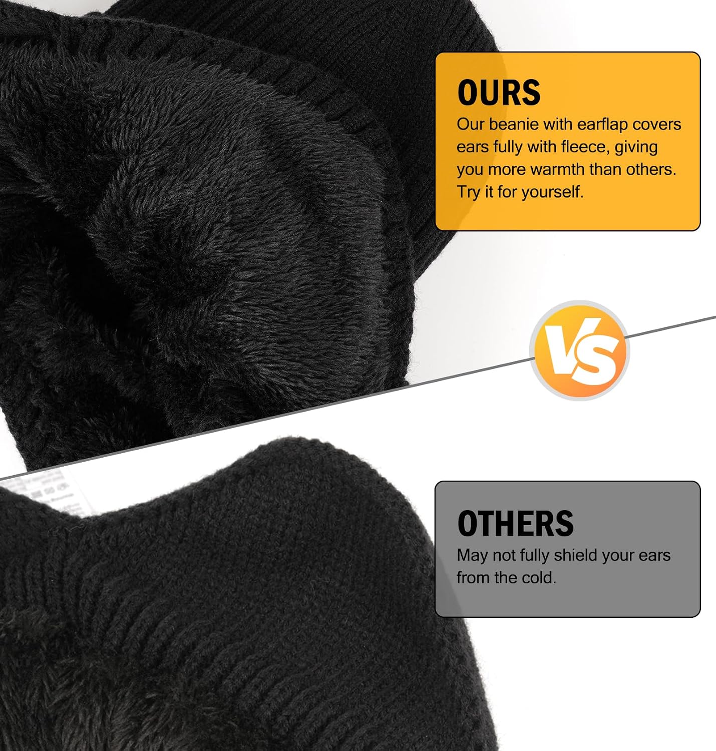 Wmcaps Winter Beanie with Brim & Ear Flaps, Fleece Lined Hat for Men Women