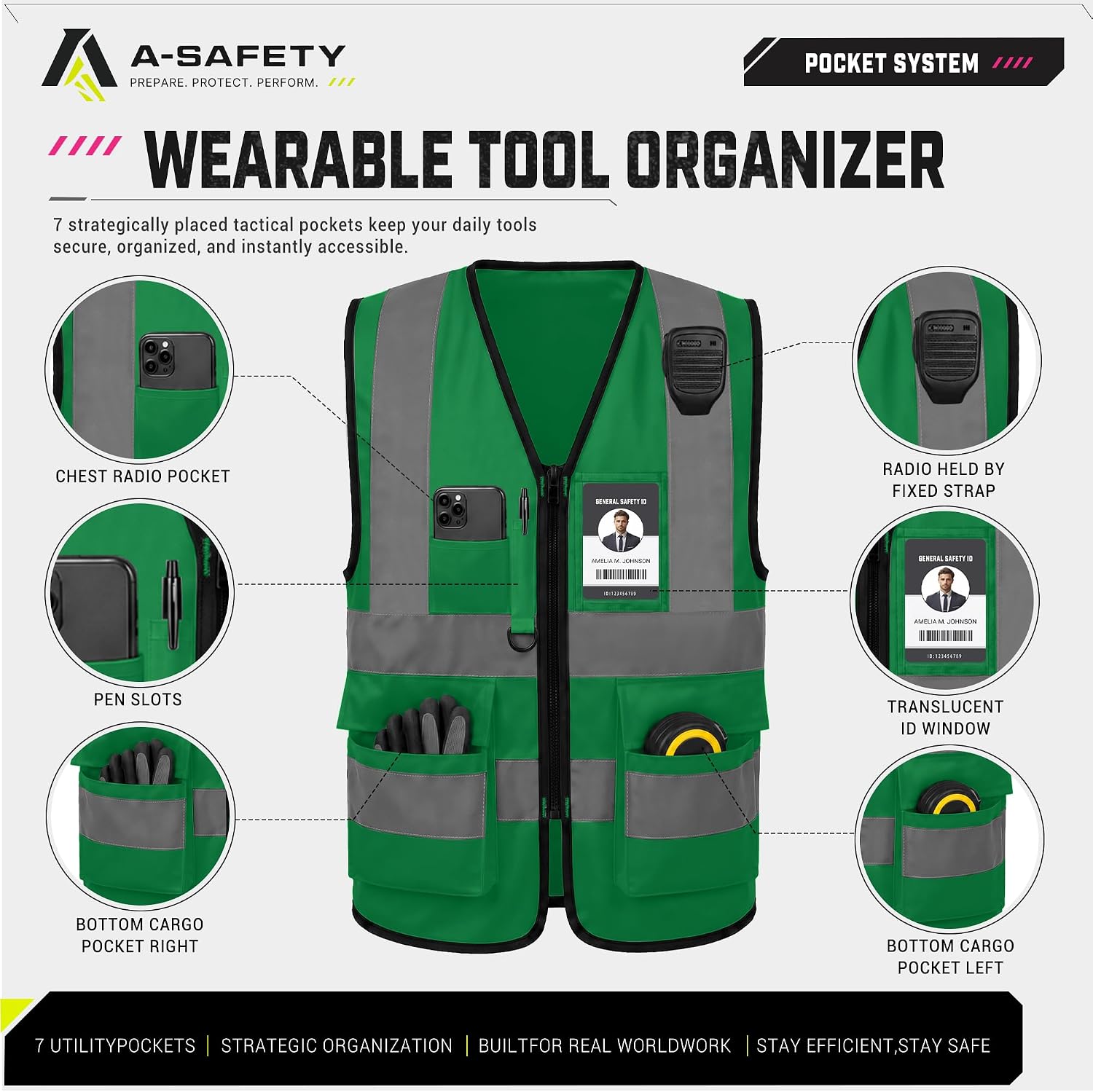 A-SAFETY High Visibility Reflective Safety Vest Customize Logo (XS-8XL)
