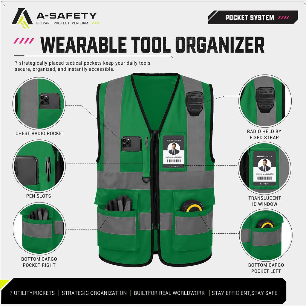 A-SAFETY High Visibility Reflective Safety Vest Customize Logo (XS-8XL)