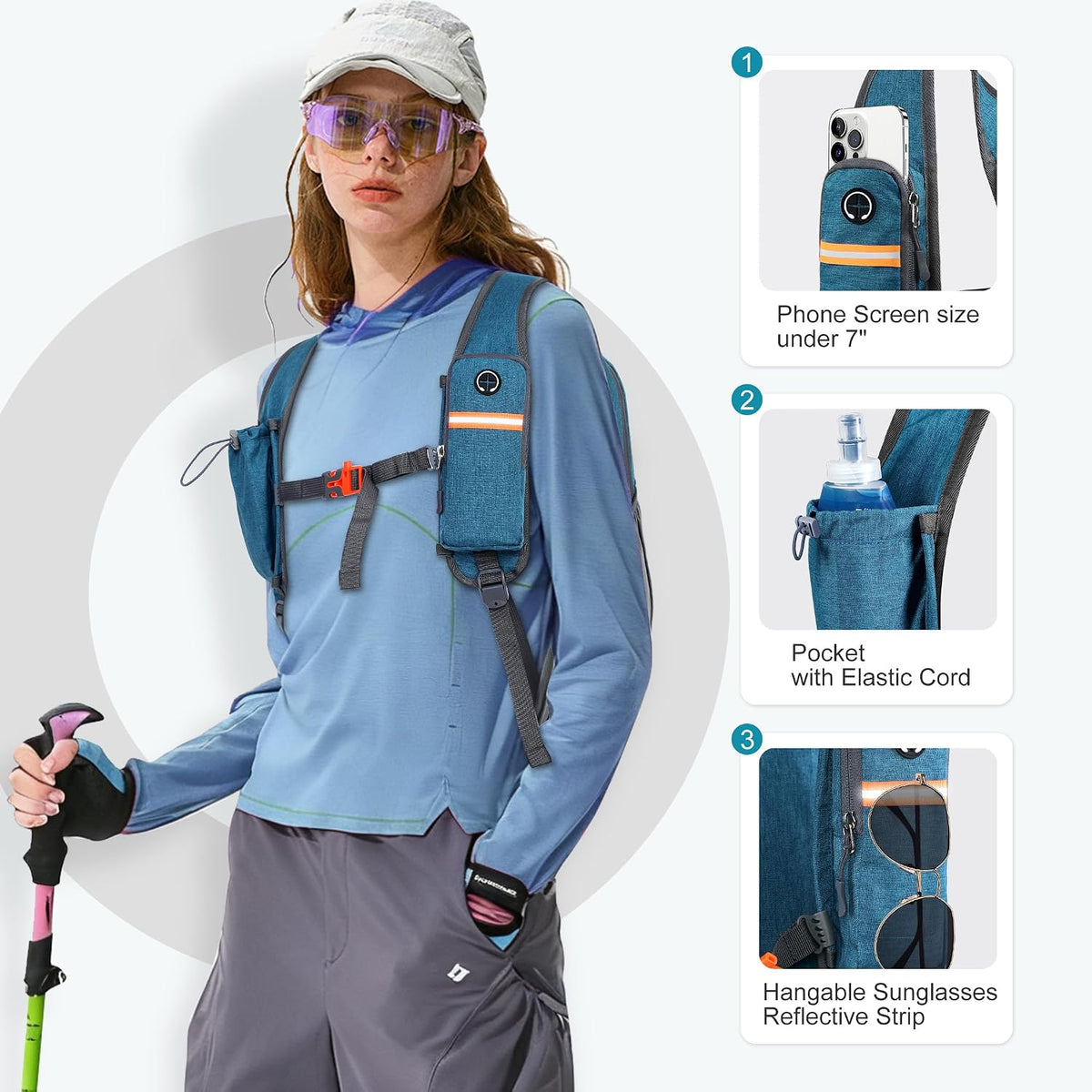 FIORETTO 10L Hiking Backpack for Men Women Lightweight Foldable Small Daypack for Travel Camping Outdoor, Turquoise