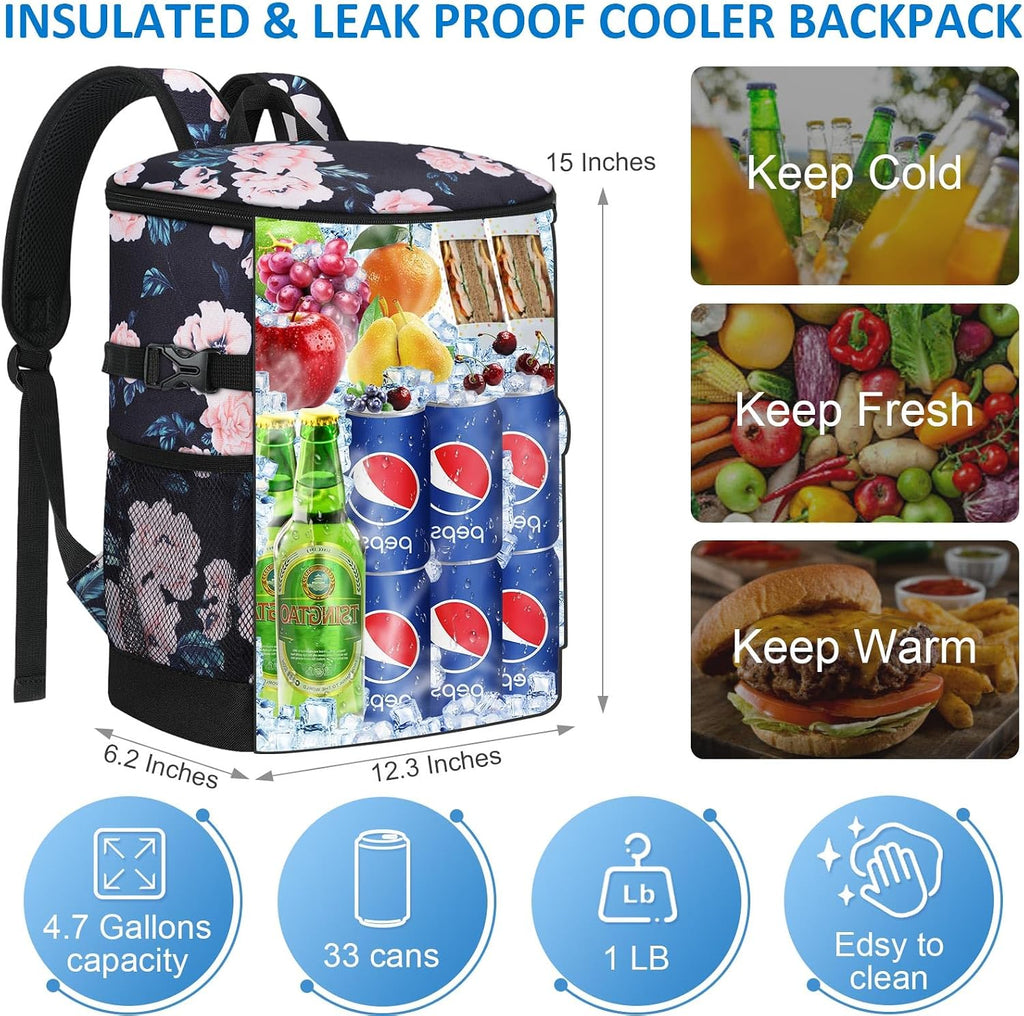 Tenot Cooler Backpack 33/40 Cans Soft Insulated Backpack Coolers