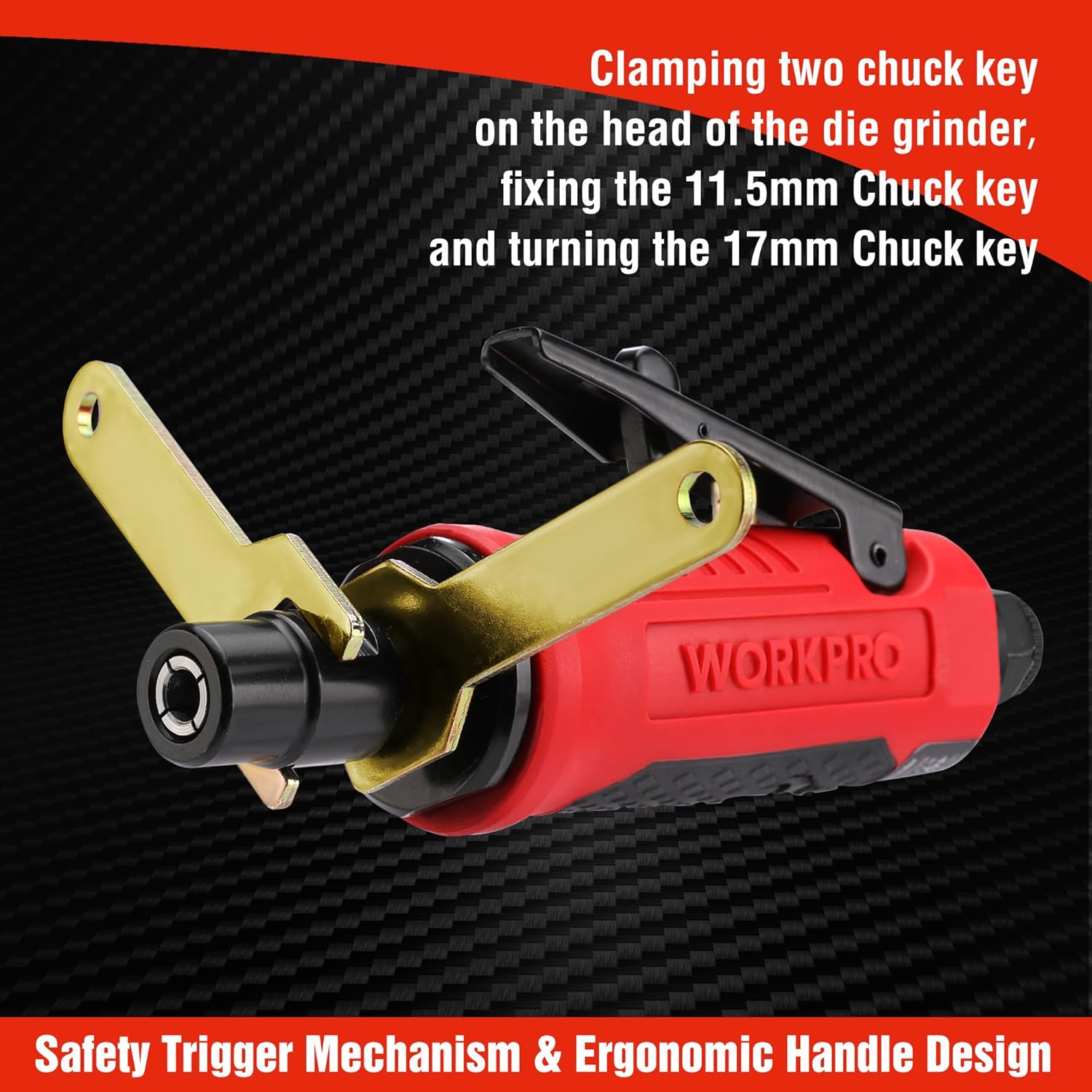 WORKPRO Pneumatic Straight Die Grinder, 25000 RPM, 1/4" & 1/8" Collets