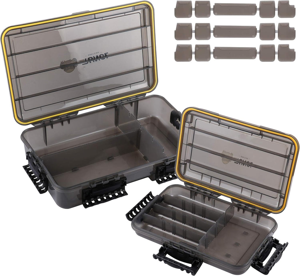 RUNCL Fishing Tackle Box, Waterproof Tray for Jigs Lures, Thicker Floating Tackle Utility Box with Adjustable Dividers, 3600/3700/Large 3700 Size