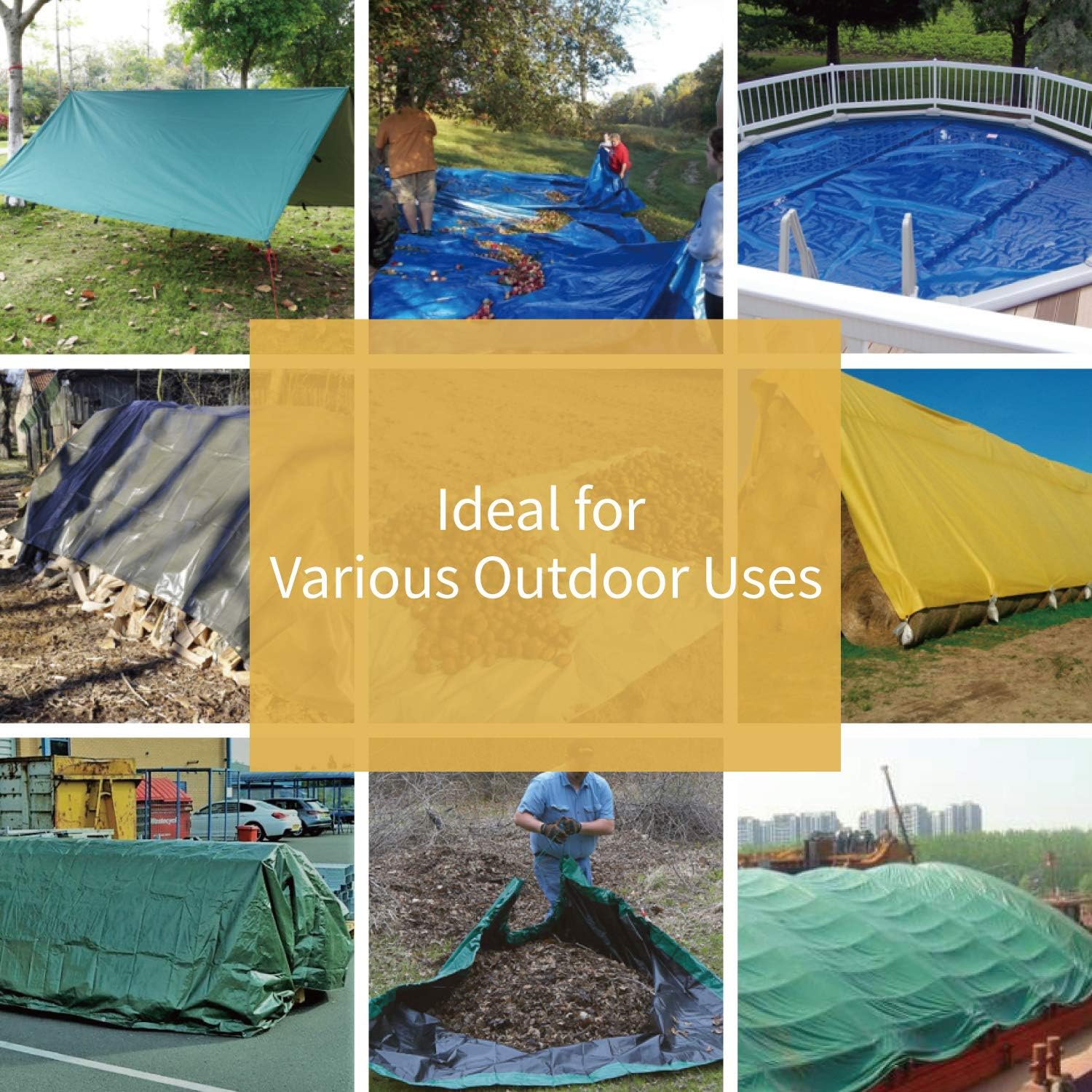 GUARD SHIELD Tarps Heavy Duty Waterproof Green Plus+ 8x10 FT Large 12 mil