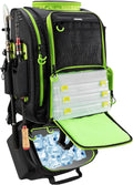 Fishing Backpack with Cooler for 3 Tackle Boxes Fishing Bag with Rod Holder