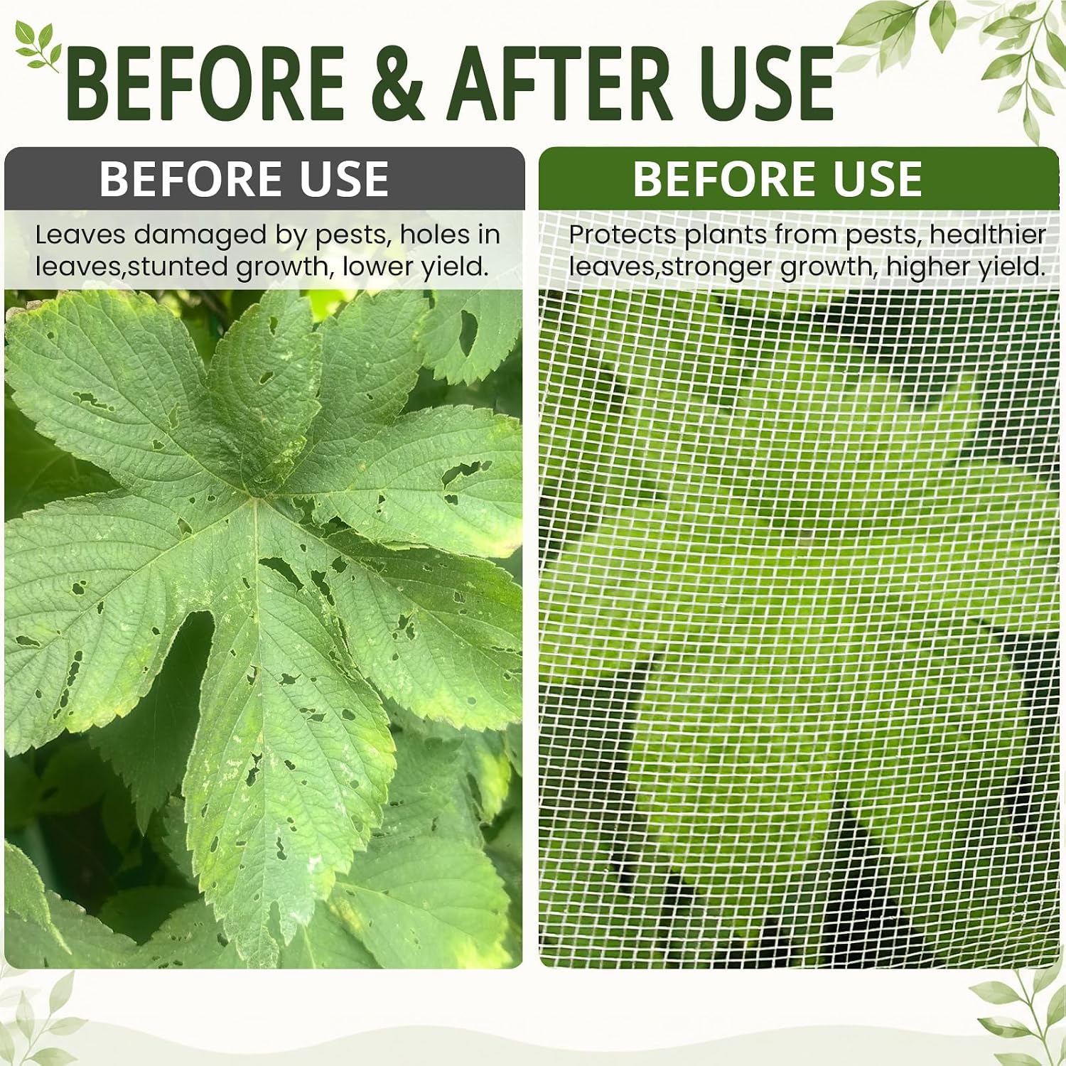 10Ft x 10Ft Garden Netting, Fine Mesh Insect Netting for Plant Protection