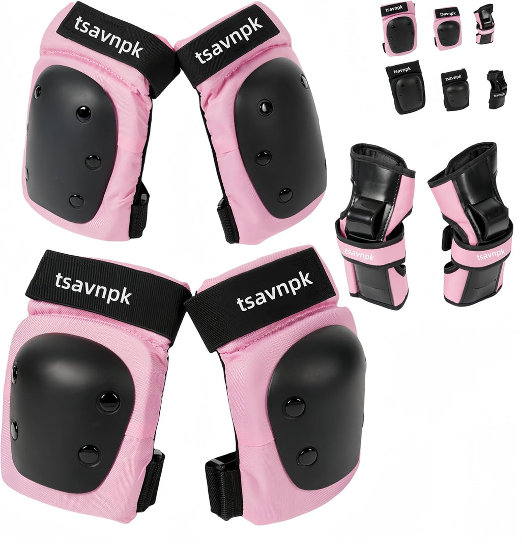 Knee and Elbow Pads Set for Women&Teens, Pink Skateboarding Protective Gear