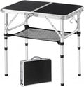 Small Folding Table 2ft, Portable Camping Table with Mesh Holder, 24"x 16"
