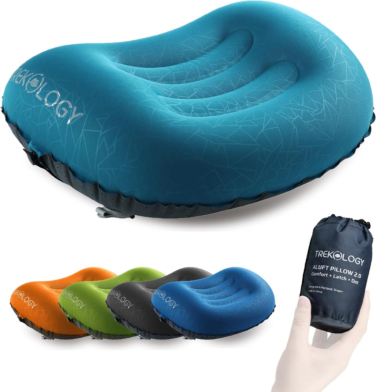 TREKOLOGY Aluft 2.0 Small Inflatable Camping Pillow for Backpacking, Travel