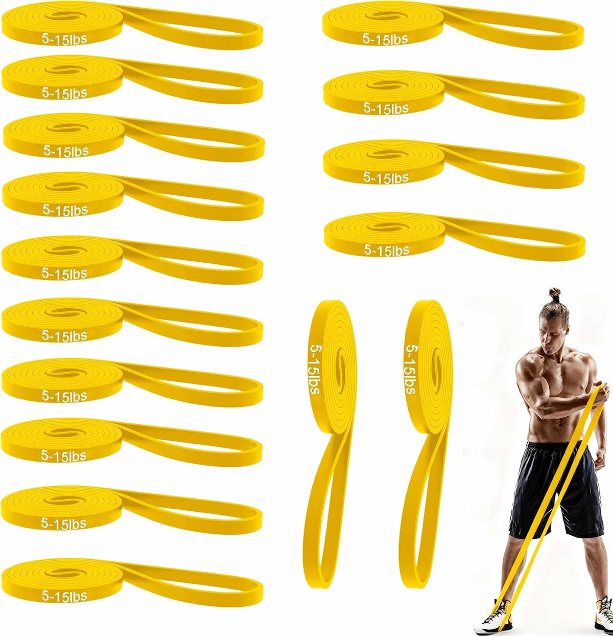16-Pcs Resistance Bands Set - Premium Elastic Workout Bands for Home Gym, Strength Training, Yoga & Physical Therapy